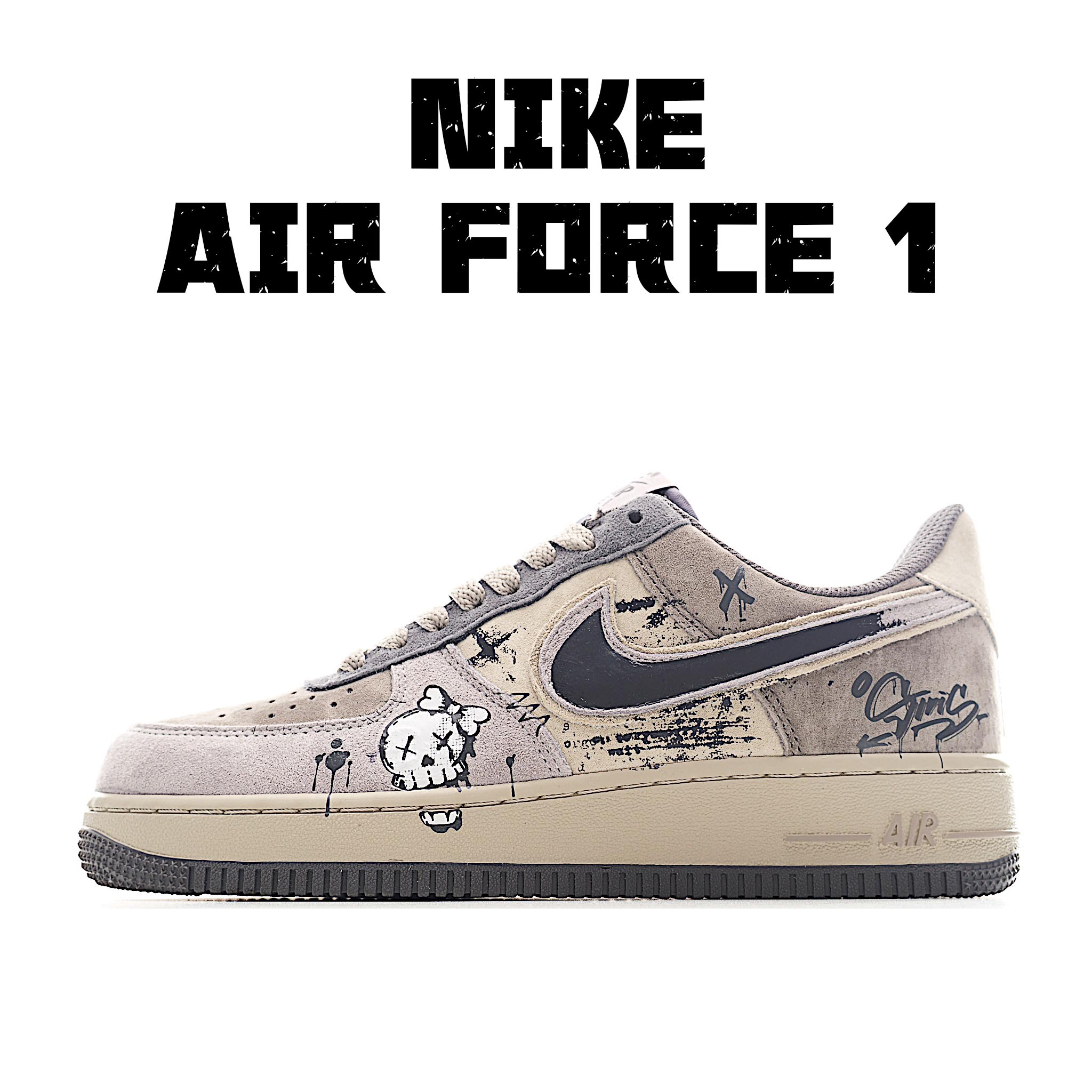 “暗黑骷髅”Nike Air Force 1 “Dark Skull”空军一号定制低帮板鞋 YD2425-660