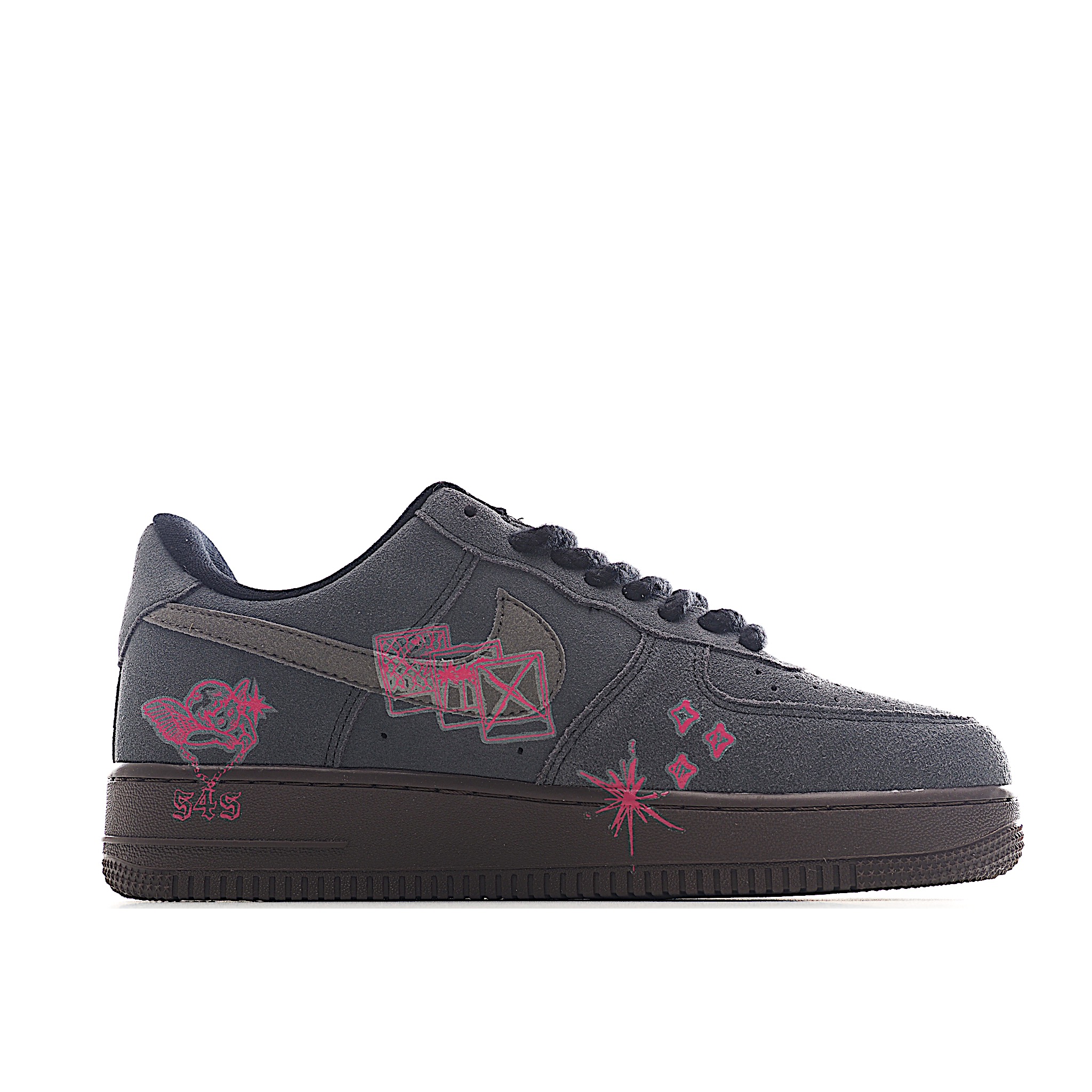 520系列限定 “黑粉桃心”Nike Air Force 1 “Black Pink ”空军一号定制低帮板鞋 DO6730-010 黑粉桃心