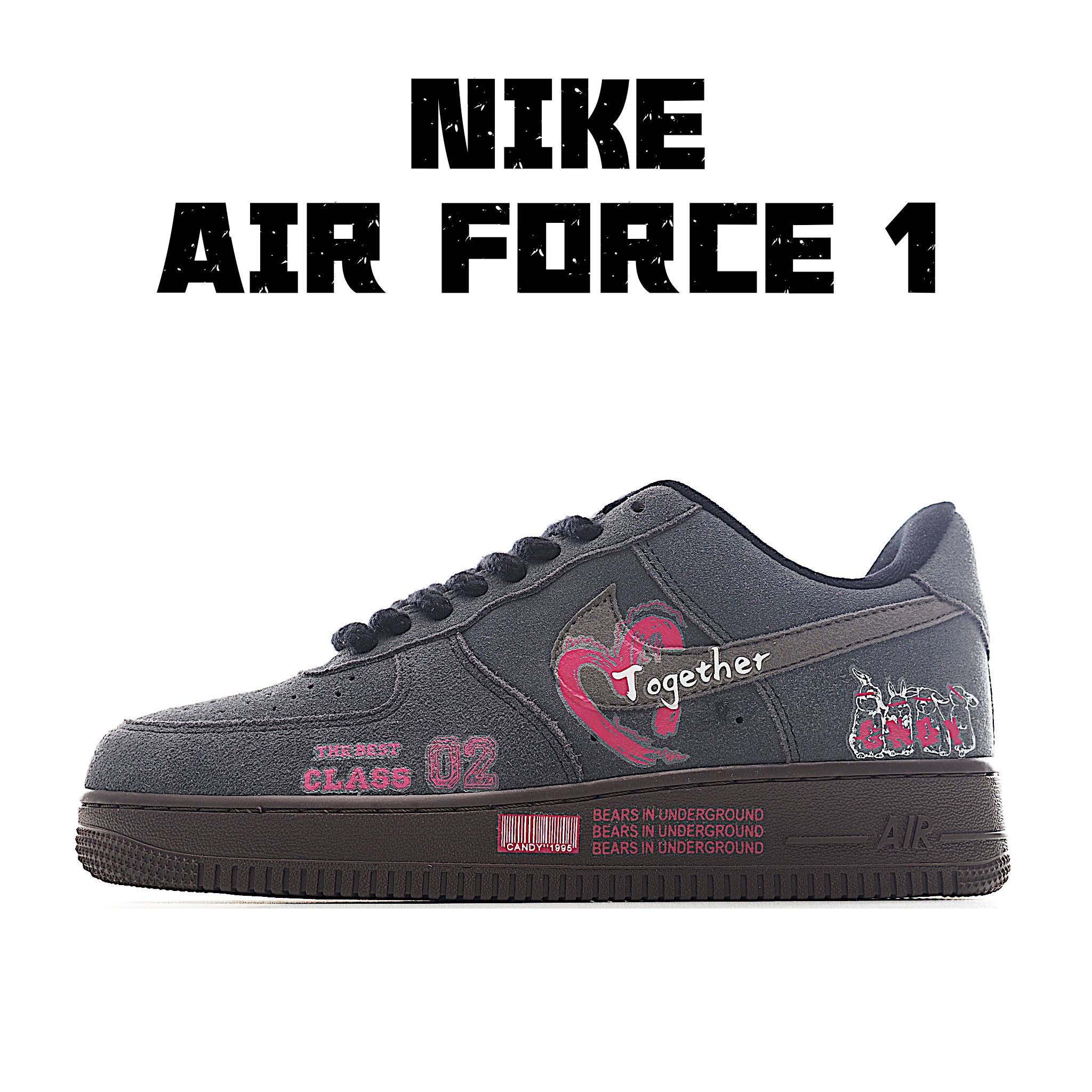 520系列限定 “黑粉桃心”Nike Air Force 1 “Black Pink ”空军一号定制低帮板鞋 DO6730-010 黑粉桃心