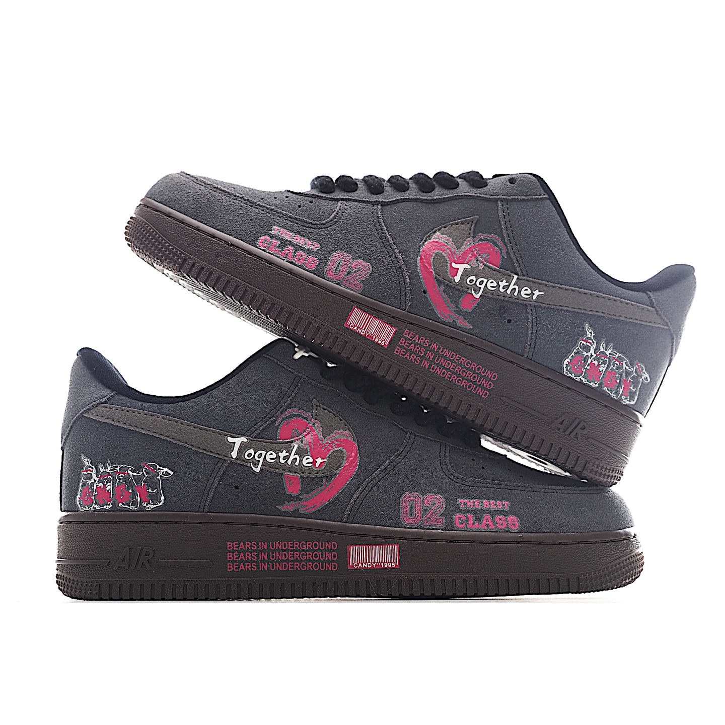 520系列限定 “黑粉桃心”Nike Air Force 1 “Black Pink ”空军一号定制低帮板鞋 DO6730-010 黑粉桃心