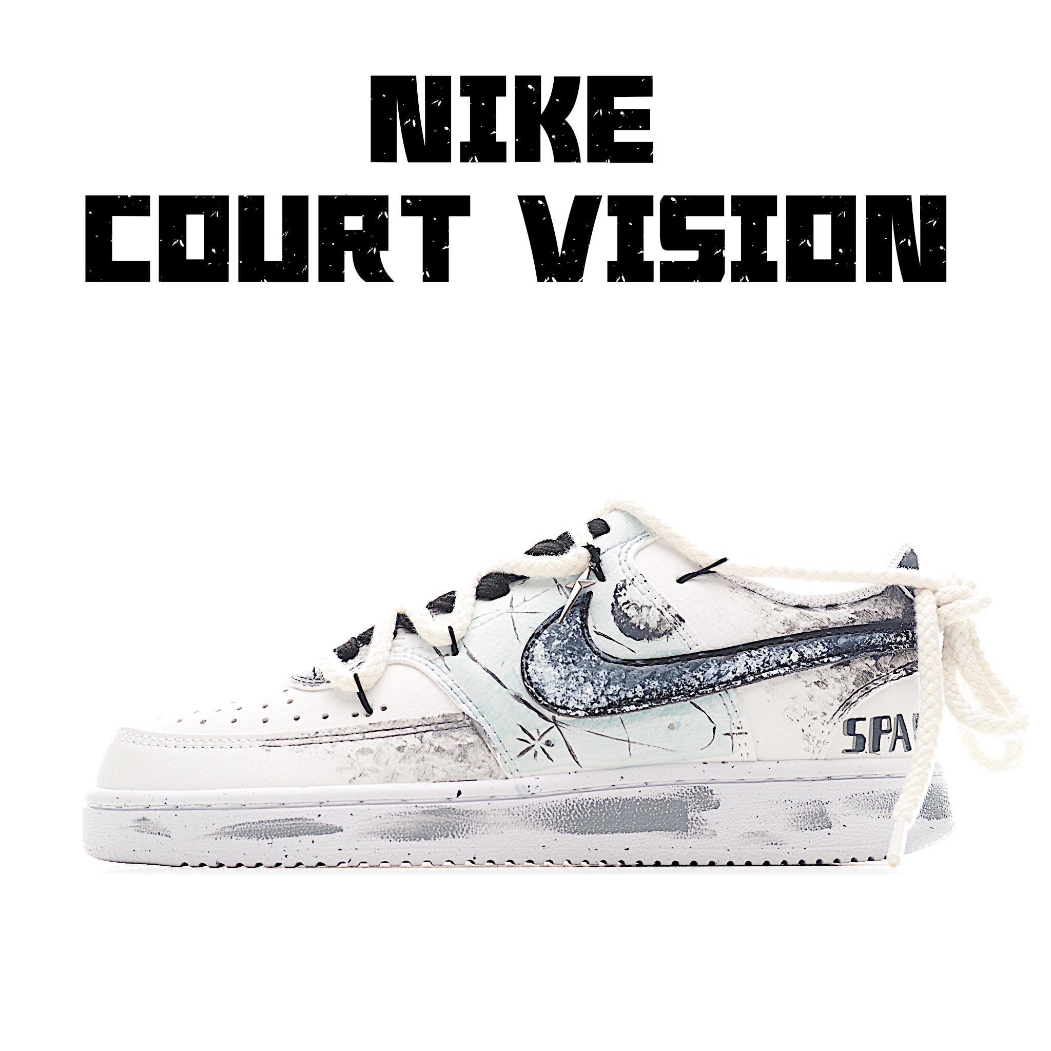 [定制球鞋]Nike Court Vision 1 Low“星际空间” 手绘涂鸦定制板鞋 DH2987-088