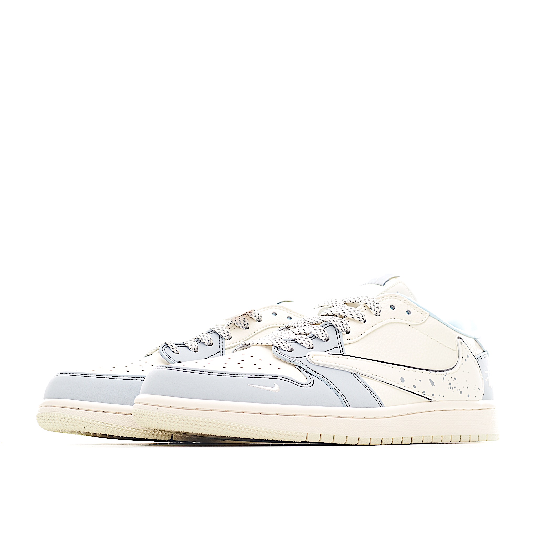 Travis Scott x Fragment Design x Air Jordan 1 Low SP AJ1 乔1 斯图西联名 浅蓝泼墨 低帮文化休闲板鞋 ZH2598-249