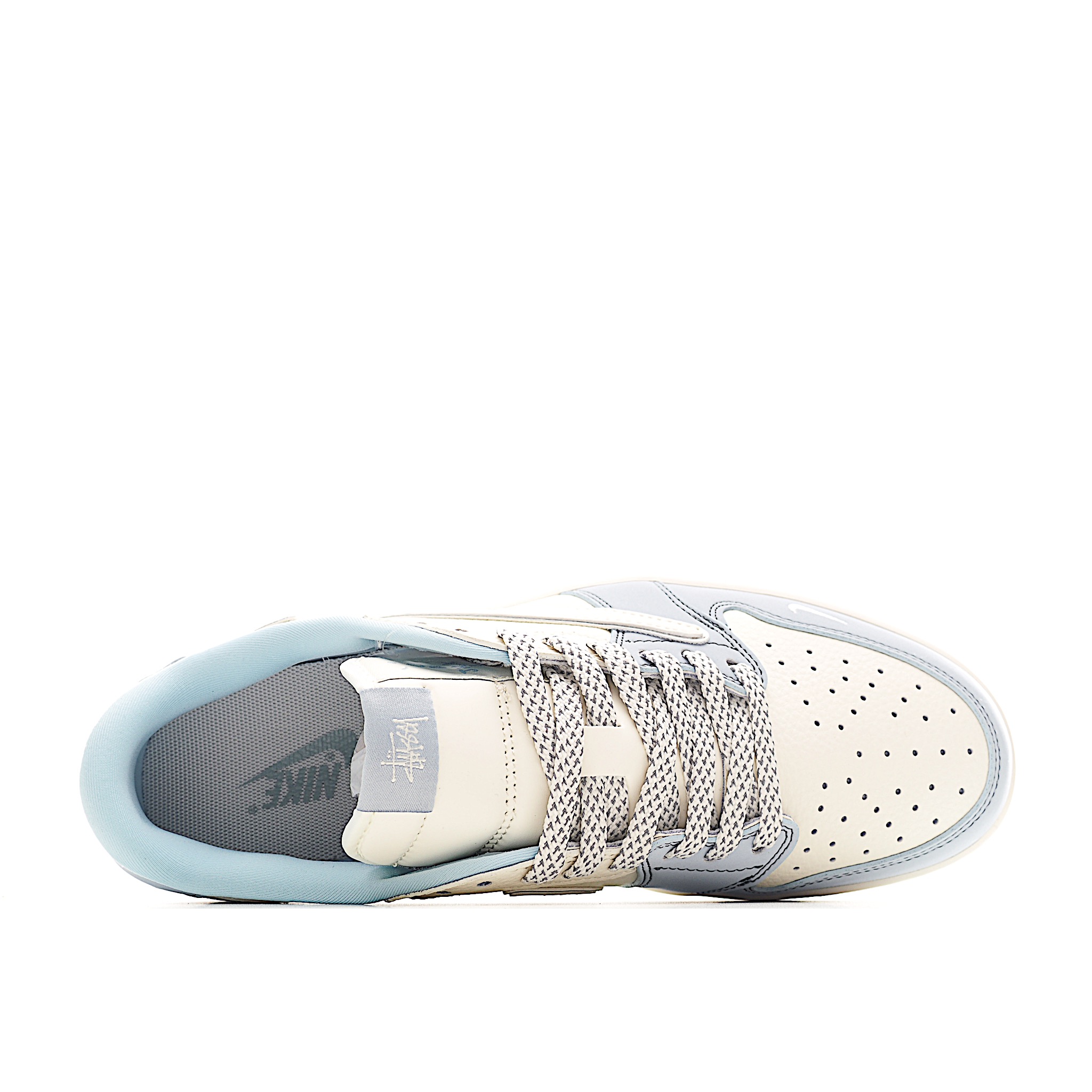 Travis Scott x Fragment Design x Air Jordan 1 Low SP AJ1 乔1 斯图西联名 浅蓝泼墨 低帮文化休闲板鞋 ZH2598-249