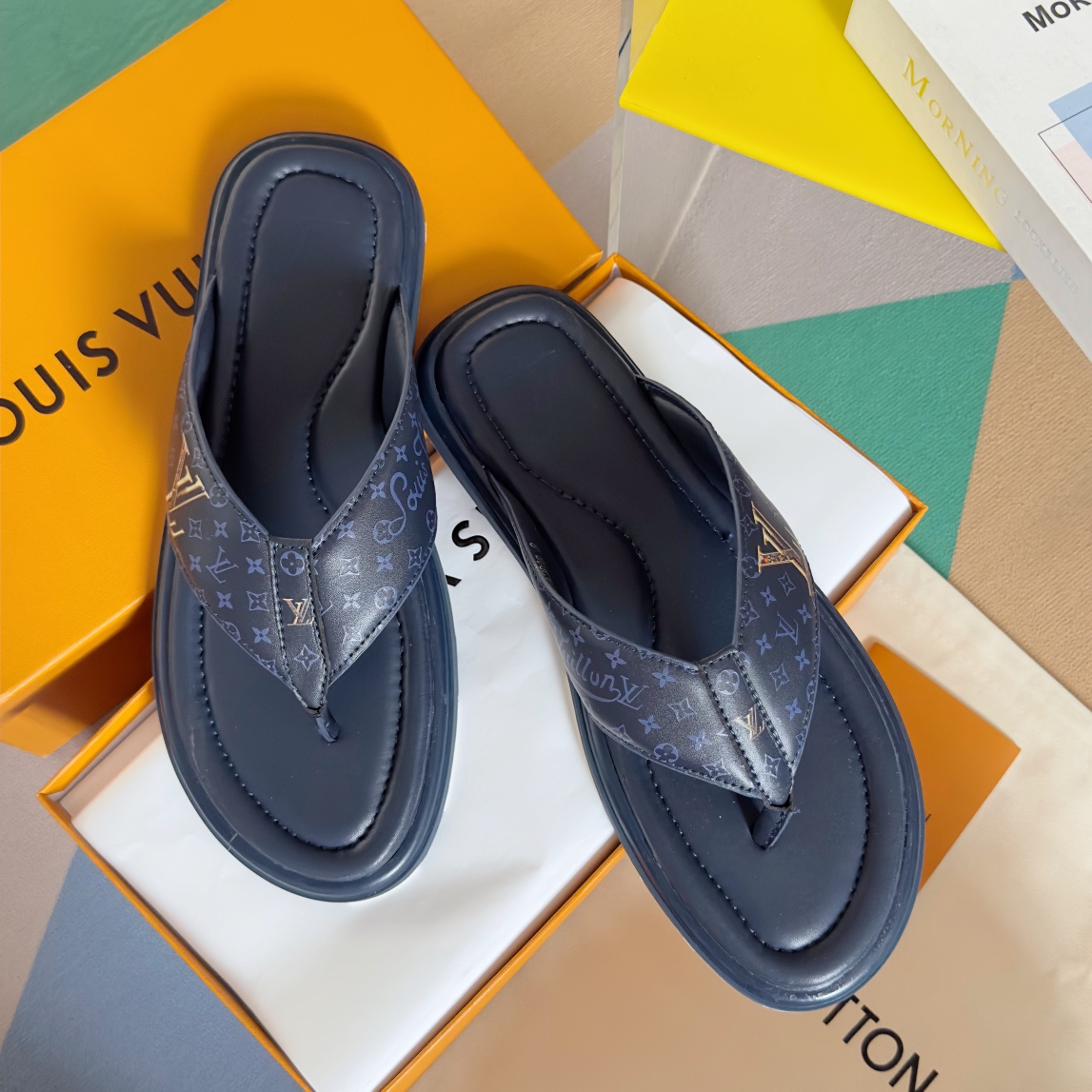 Louis Vuitton Zapatos Chanclas Pantuflas Hombres Piel de oveja Tpu Playa