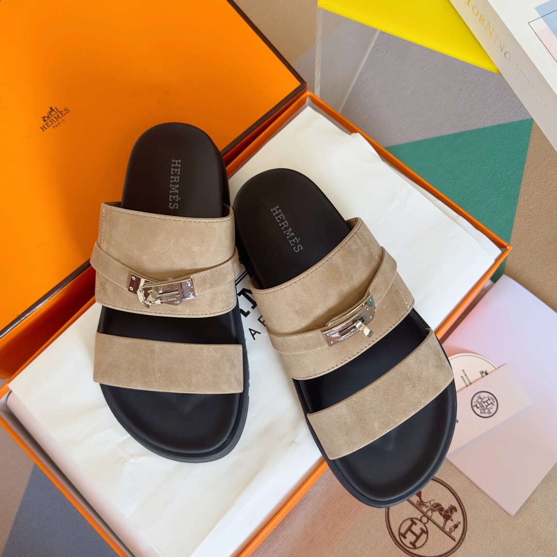 Hermès Hermes爱马仕Jackson系列 Kelly扣 夹趾拖 老舅鞋 二舅 拖鞋 H拖 凉鞋