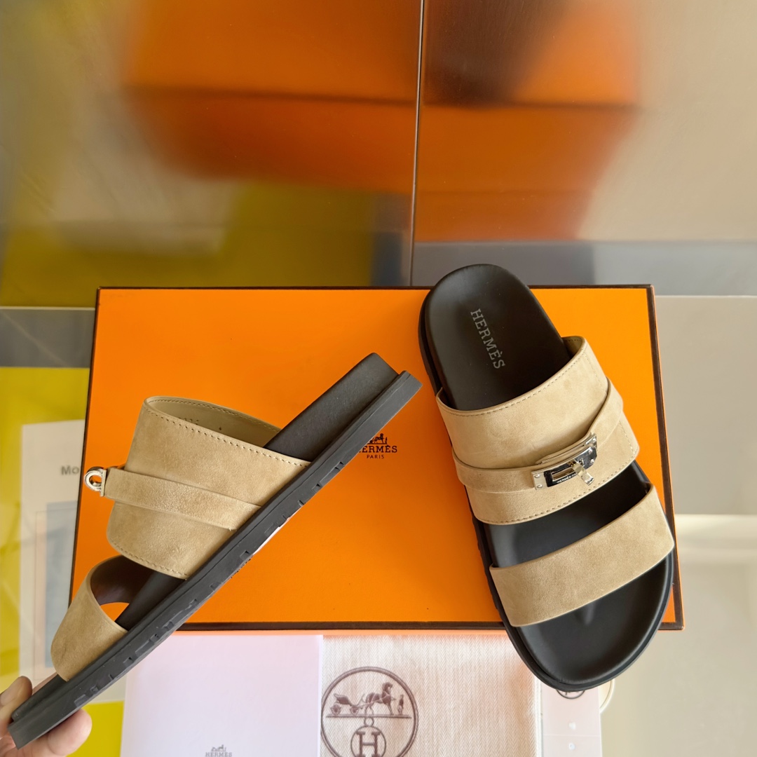 Hermès Hermes爱马仕Jackson系列 Kelly扣 夹趾拖 老舅鞋 二舅 拖鞋 H拖 凉鞋
