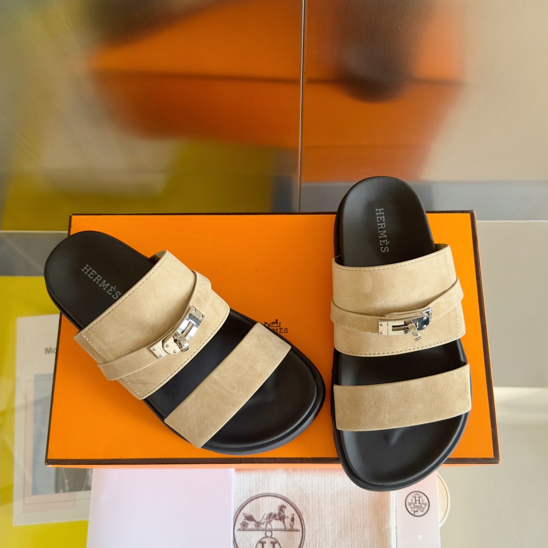 Hermès Hermes爱马仕Jackson系列 Kelly扣 夹趾拖 老舅鞋 二舅 拖鞋 H拖 凉鞋