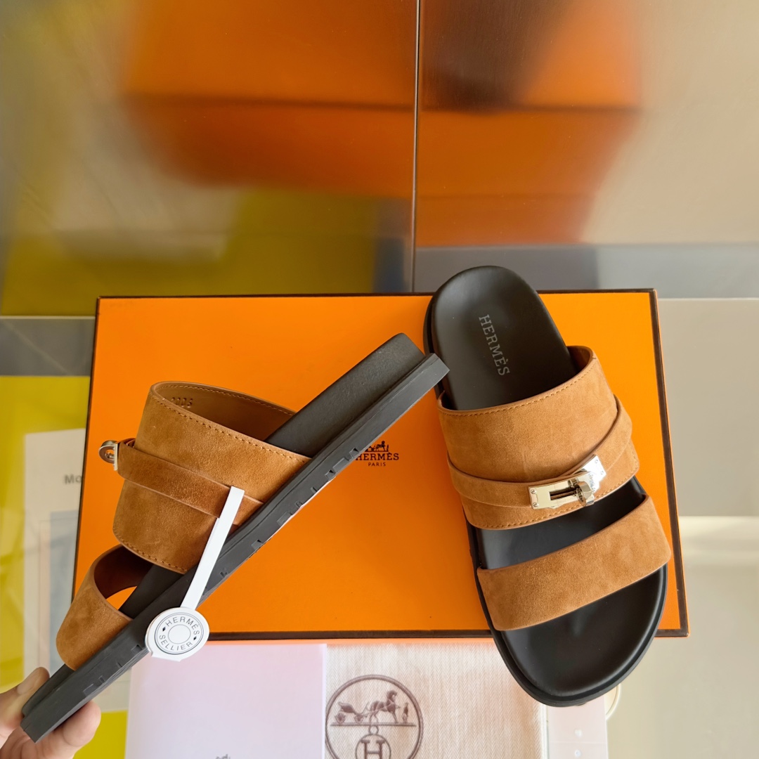 Hermès Hermes爱马仕Jackson系列 Kelly扣 夹趾拖 老舅鞋 二舅 拖鞋 H拖 凉鞋