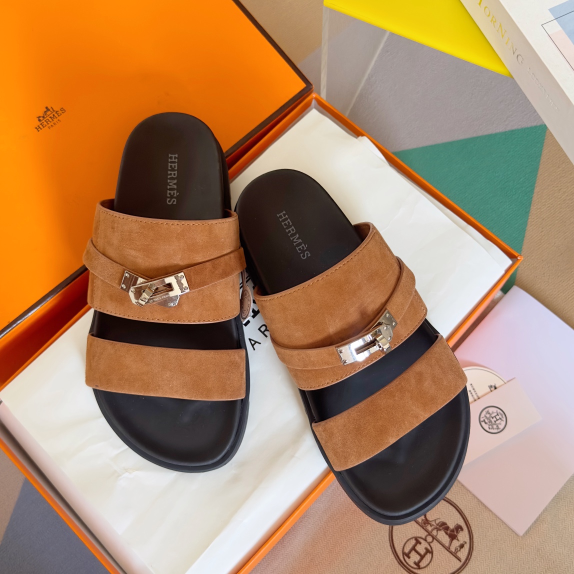 Hermès Hermes爱马仕Jackson系列 Kelly扣 夹趾拖 老舅鞋 二舅 拖鞋 H拖 凉鞋