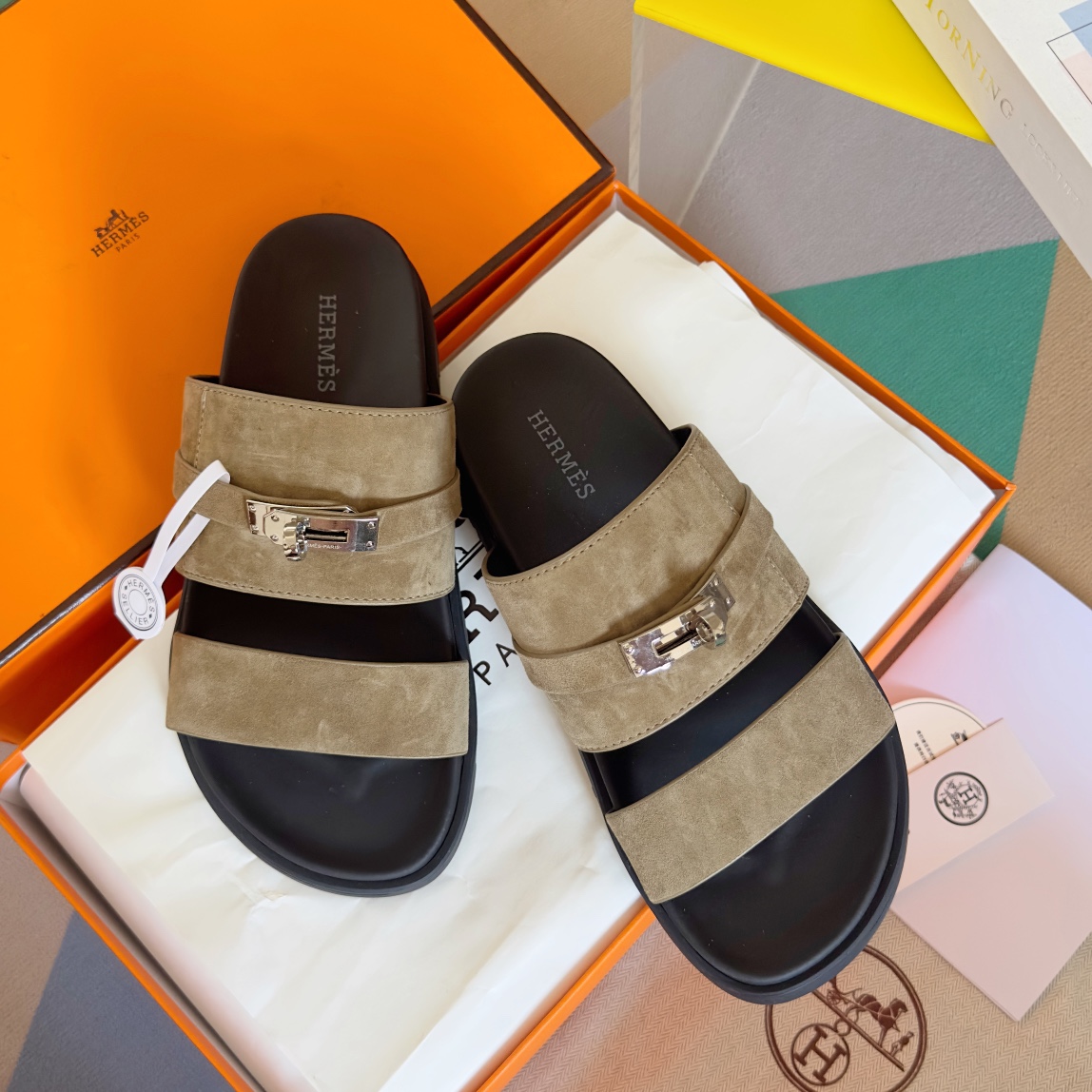 Hermès Hermes爱马仕Jackson系列 Kelly扣 夹趾拖 老舅鞋 二舅 拖鞋 H拖 凉鞋