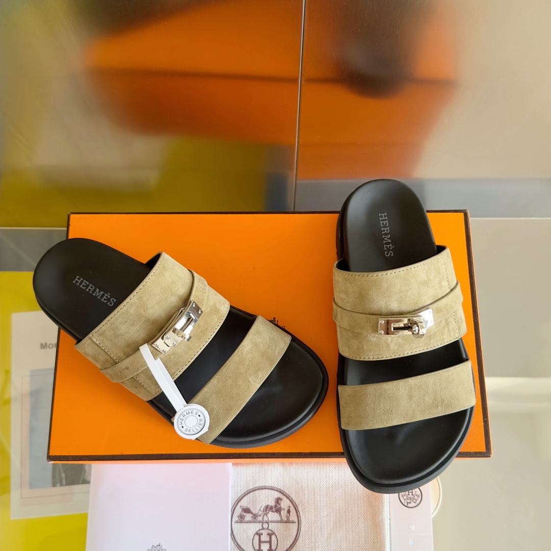 Hermès Hermes爱马仕Jackson系列 Kelly扣 夹趾拖 老舅鞋 二舅 拖鞋 H拖 凉鞋
