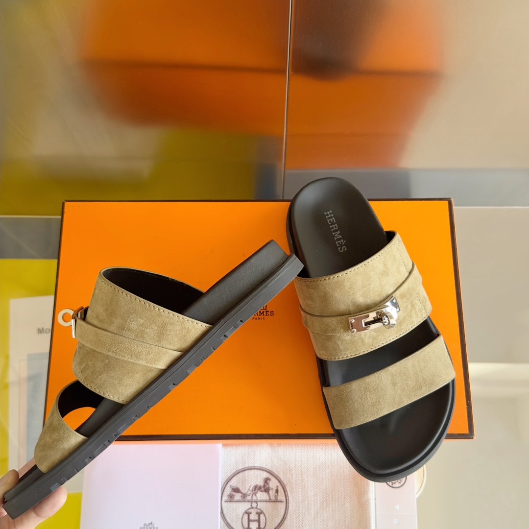 Hermès Hermes爱马仕Jackson系列 Kelly扣 夹趾拖 老舅鞋 二舅 拖鞋 H拖 凉鞋