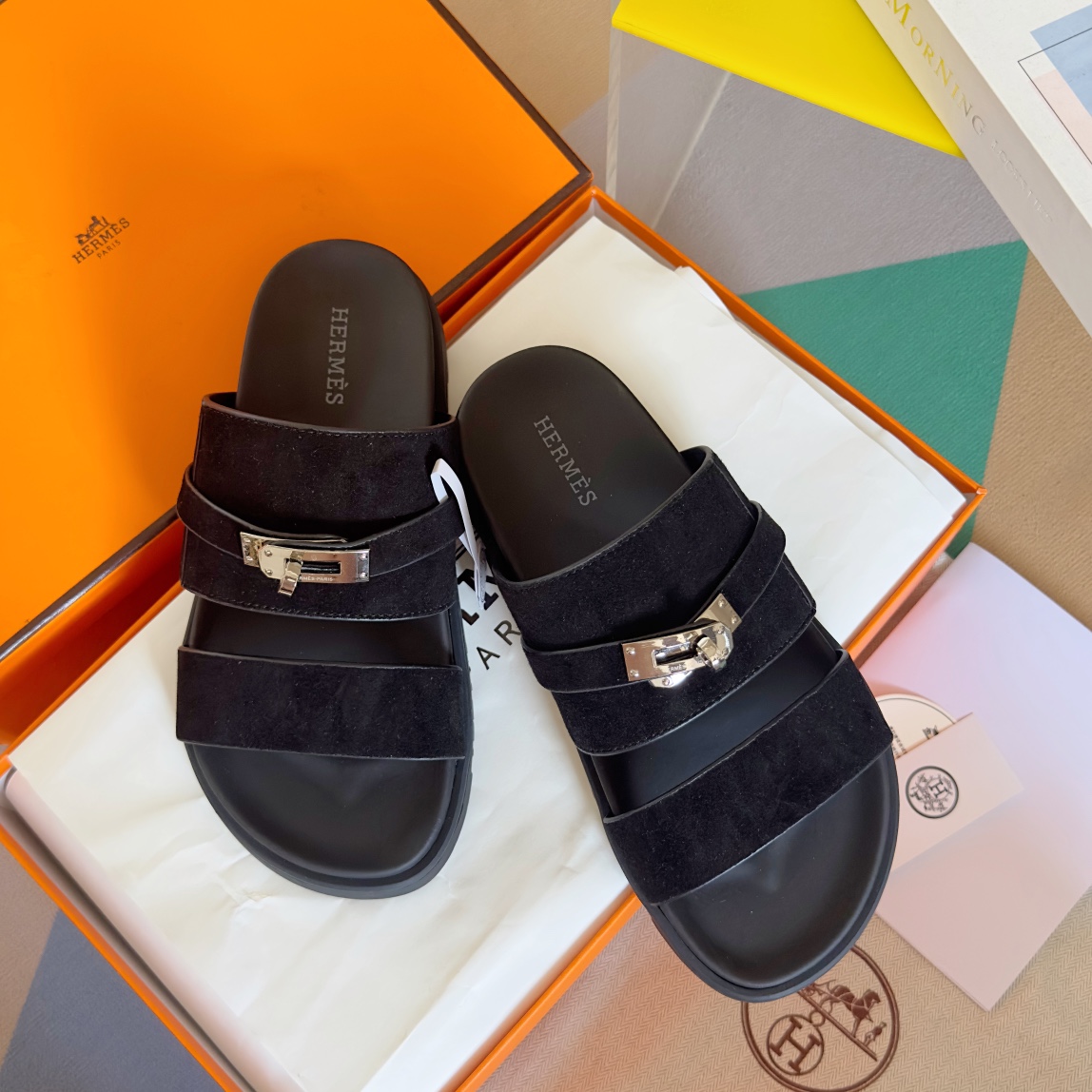 Hermès Hermes爱马仕Jackson系列 Kelly扣 夹趾拖 老舅鞋 二舅 拖鞋 H拖 凉鞋
