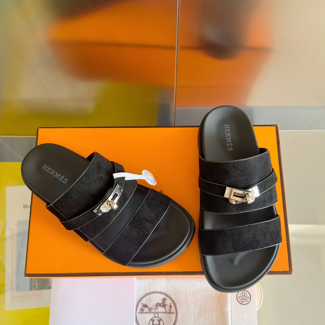 Hermès Hermes爱马仕Jackson系列 Kelly扣 夹趾拖 老舅鞋 二舅 拖鞋 H拖 凉鞋