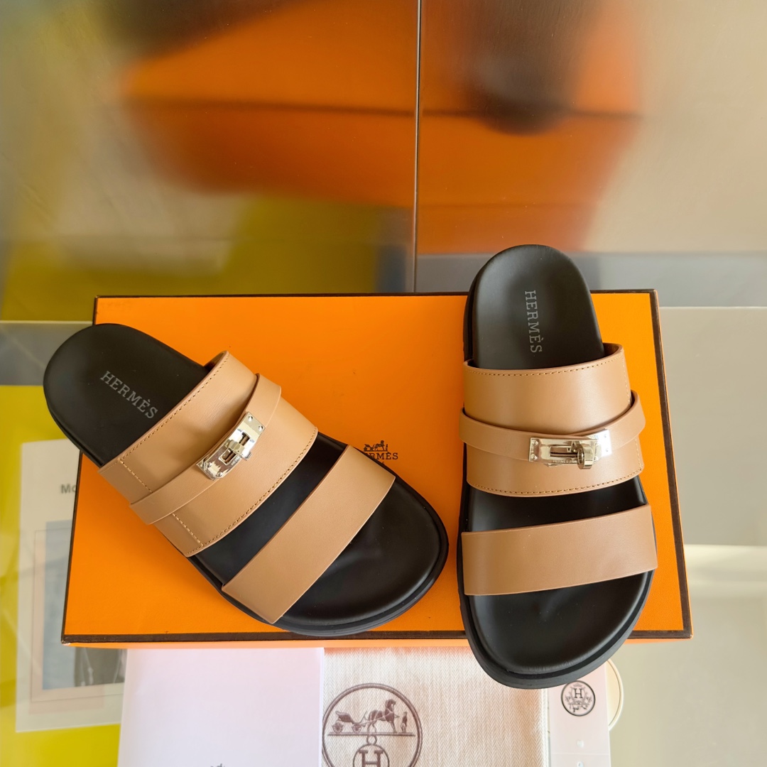 Hermès Hermes爱马仕Jackson系列 Kelly扣 夹趾拖 老舅鞋 二舅 拖鞋 H拖 凉鞋