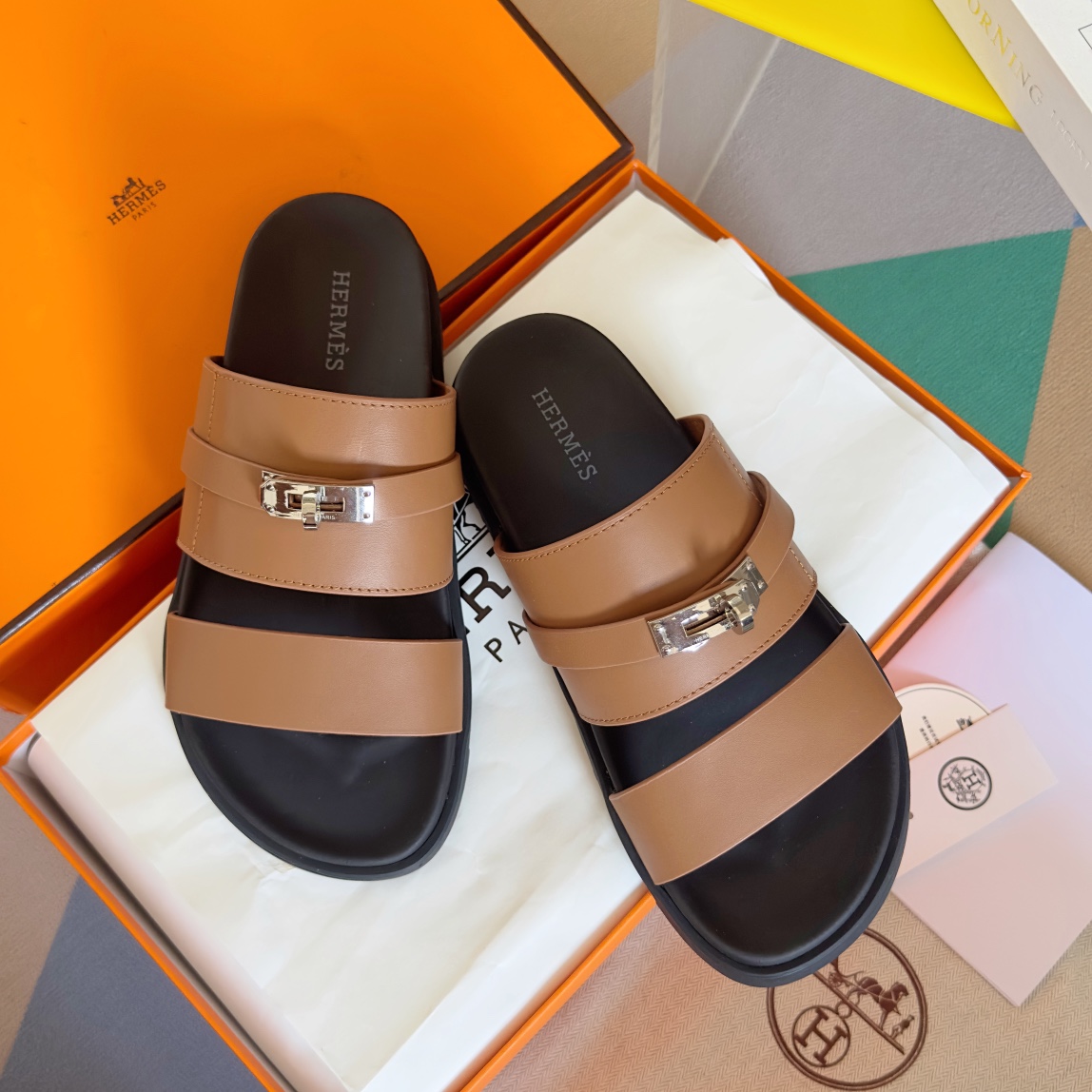 Hermès Hermes爱马仕Jackson系列 Kelly扣 夹趾拖 老舅鞋 二舅 拖鞋 H拖 凉鞋