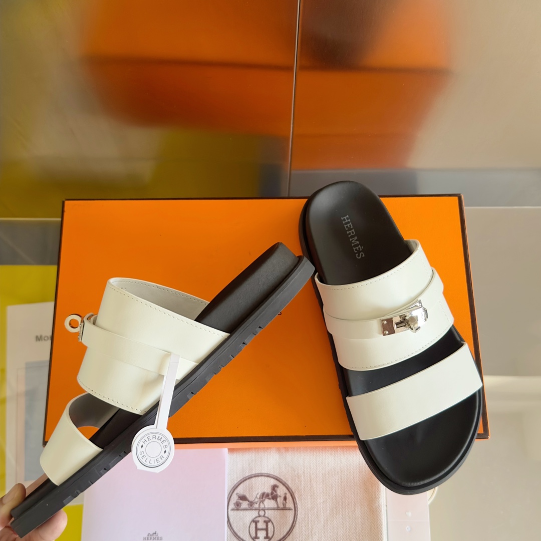Hermès Hermes爱马仕Jackson系列 Kelly扣 夹趾拖 老舅鞋 二舅 拖鞋 H拖 凉鞋