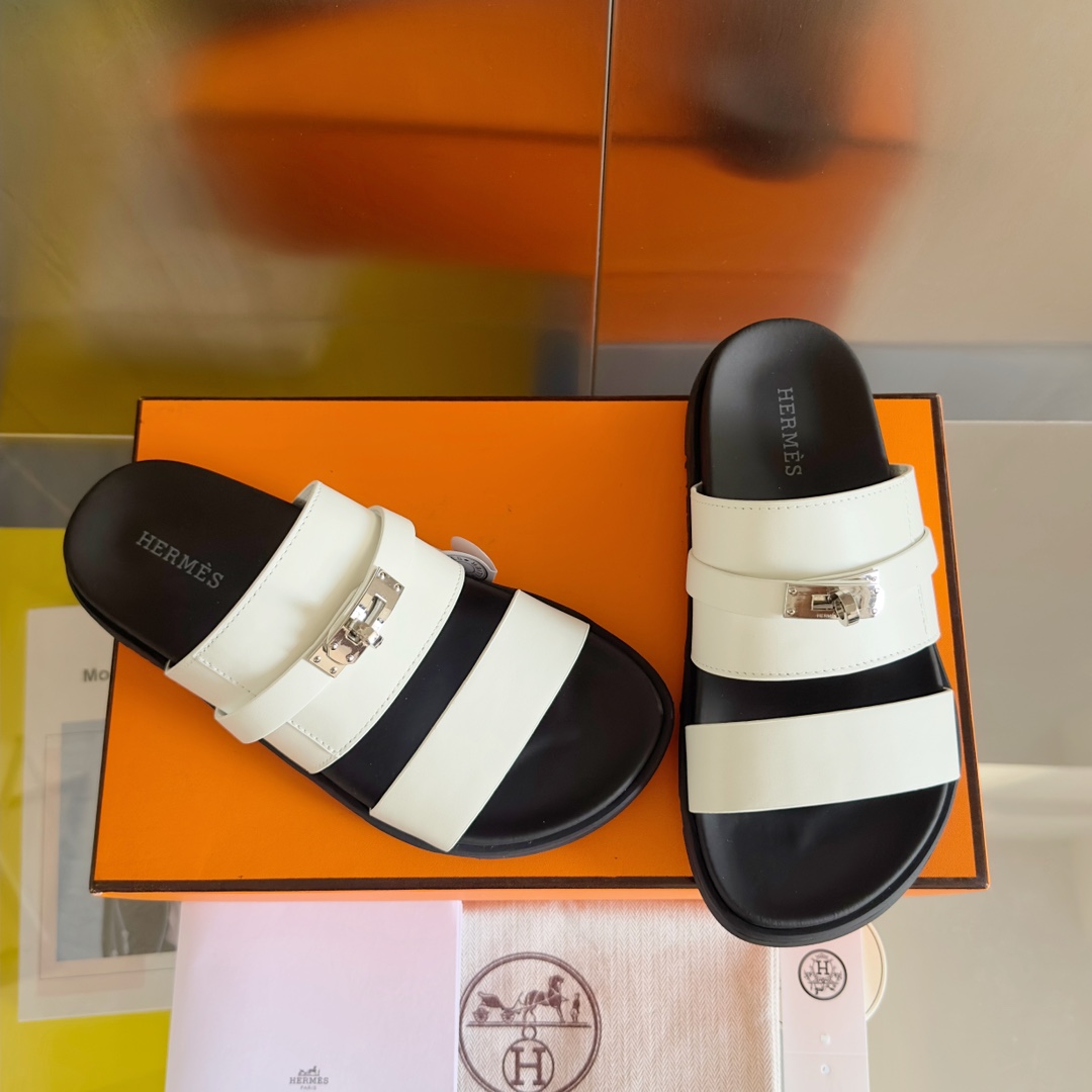 Hermès Hermes爱马仕Jackson系列 Kelly扣 夹趾拖 老舅鞋 二舅 拖鞋 H拖 凉鞋