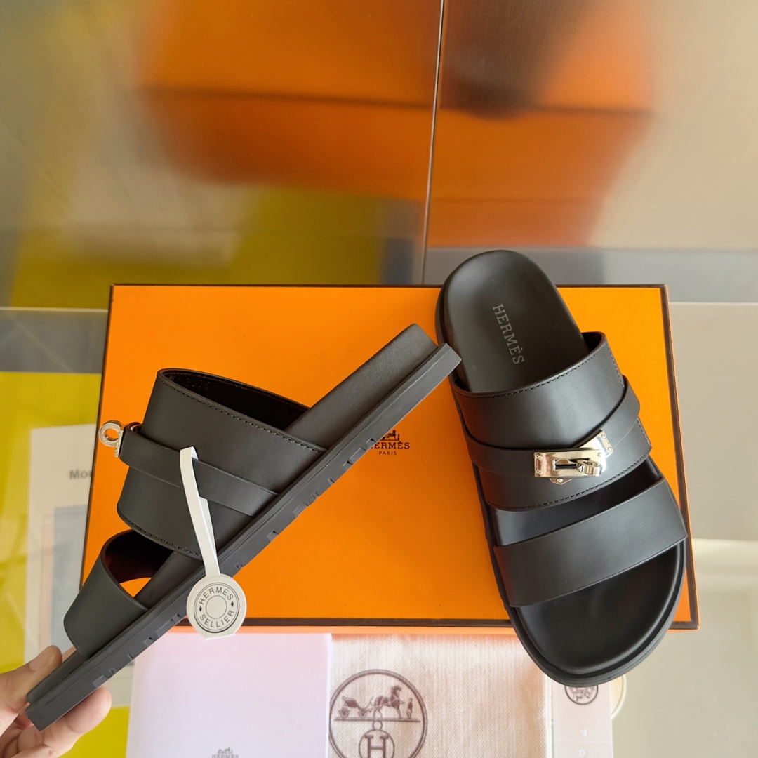 Hermès Hermes爱马仕Jackson系列 Kelly扣 夹趾拖 老舅鞋 二舅 拖鞋 H拖 凉鞋