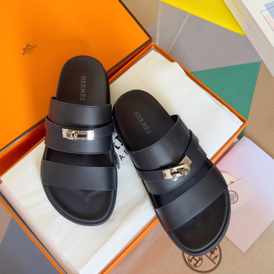 Hermès Hermes爱马仕Jackson系列 Kelly扣 夹趾拖 老舅鞋 二舅 拖鞋 H拖 凉鞋