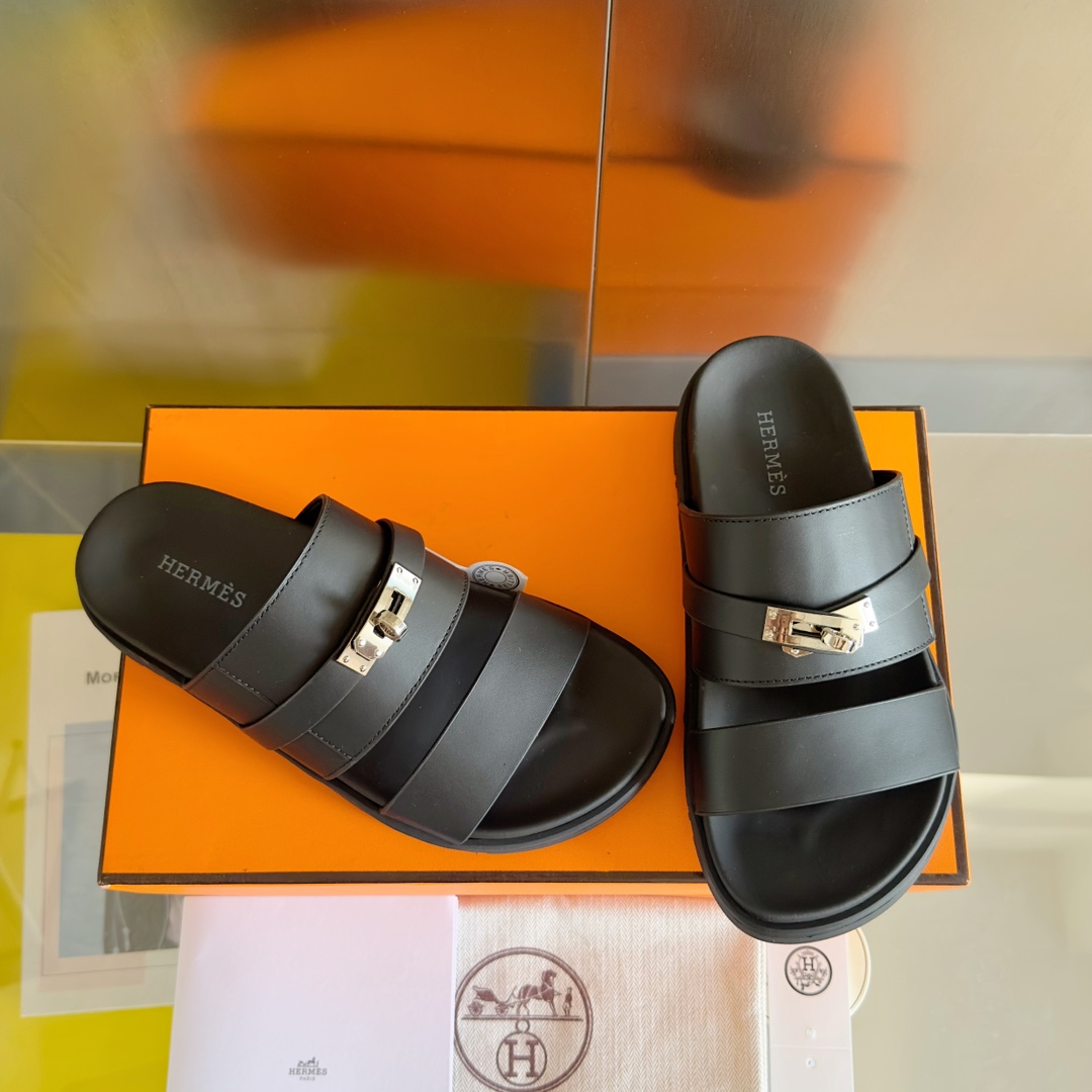 Hermès Hermes爱马仕Jackson系列 Kelly扣 夹趾拖 老舅鞋 二舅 拖鞋 H拖 凉鞋