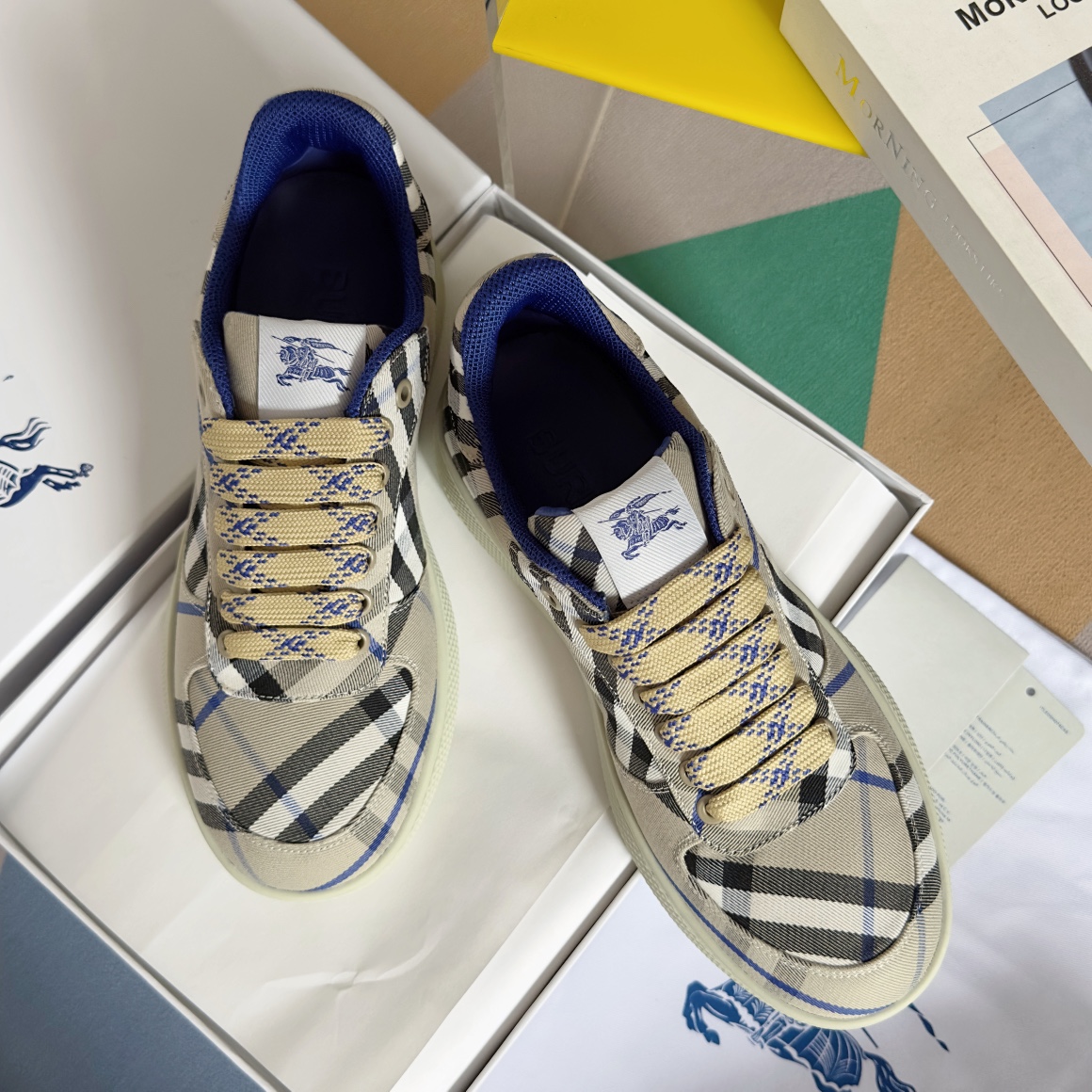 Burberry Men's Box Check Knit Sneakers Lace-up Thick-soled Casual Shoes 2 i1722265590 5986 5