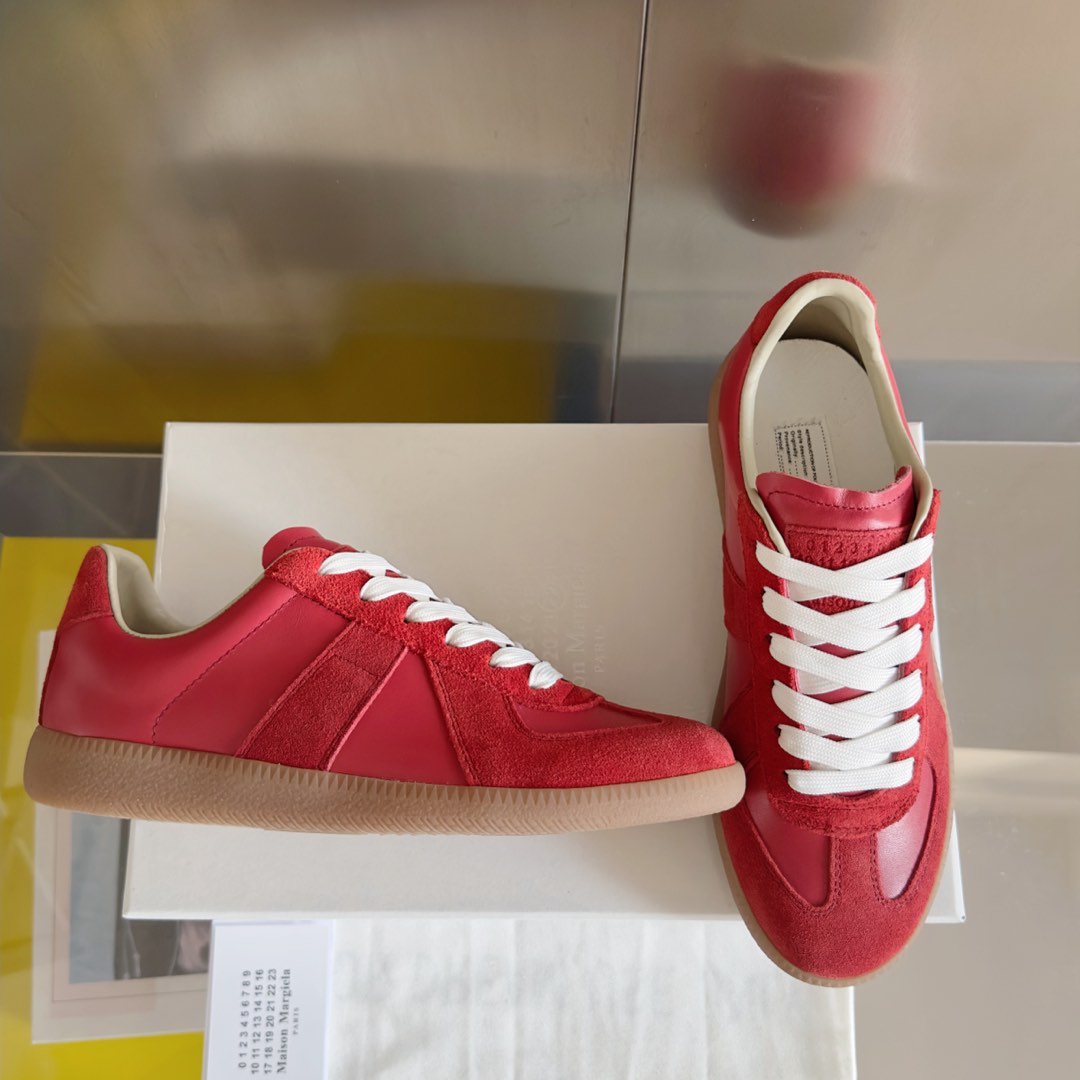 Maison Margiela MM6 Red Leather & Suede Sneakers - Couple's Casual Shoes 3 i1735641079425 7596 0 1