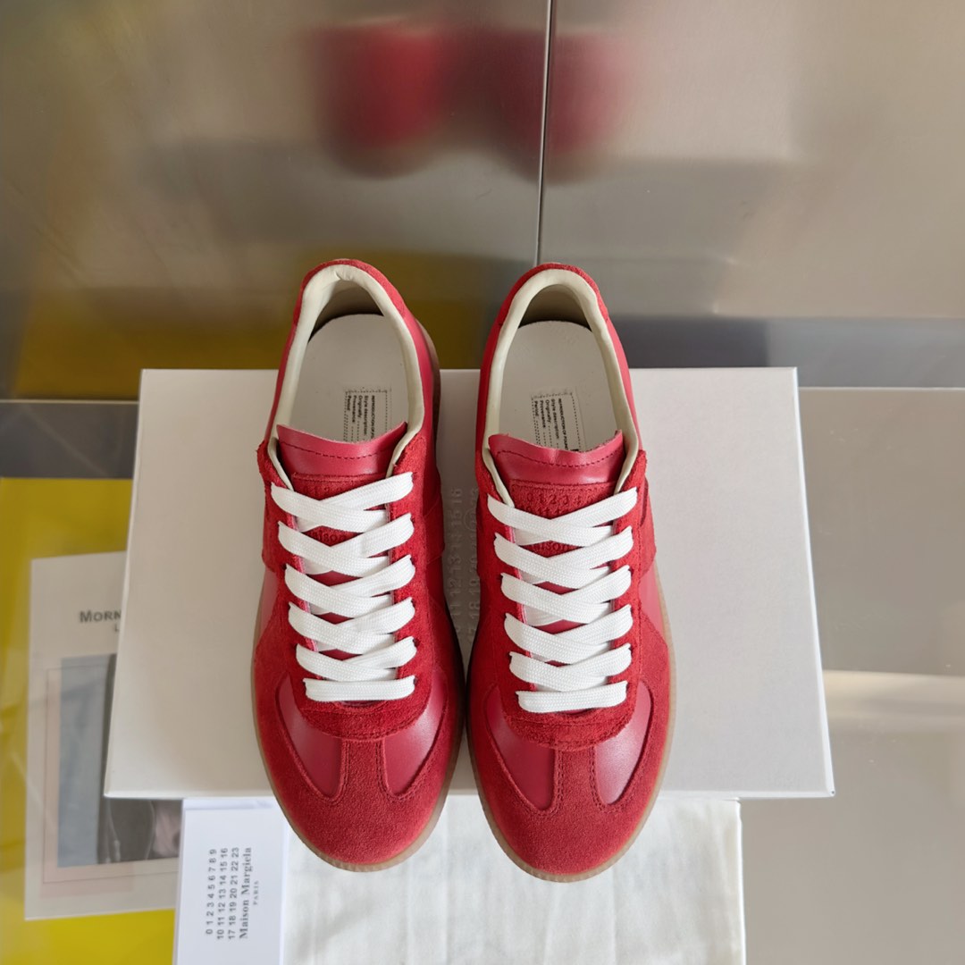 Maison Margiela MM6 Red Leather & Suede Sneakers - Couple's Casual Shoes 8 i1735641079579 2979 0 6