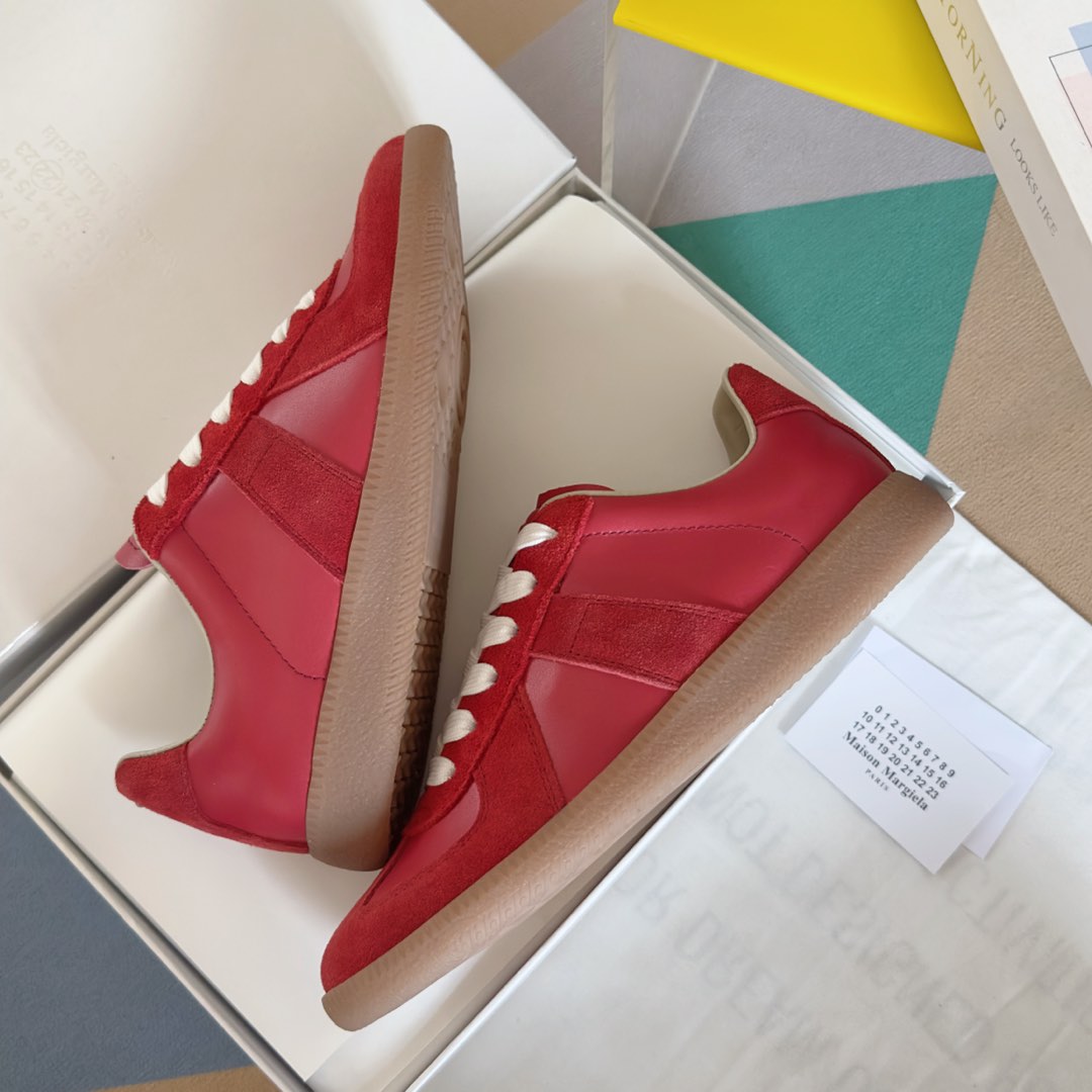 Maison Margiela MM6 Red Leather & Suede Sneakers - Couple's Casual Shoes 7 i1735641079718 8497 0 5