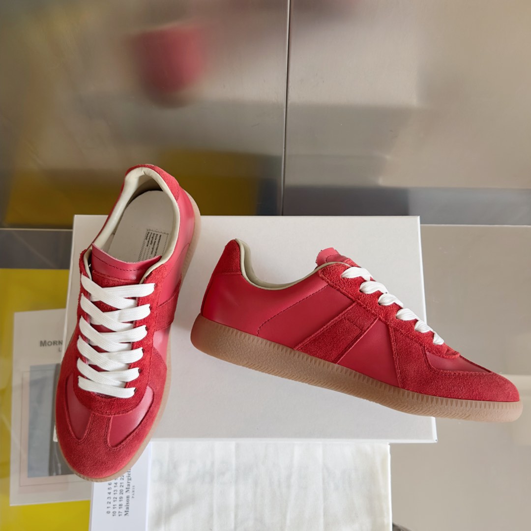 Maison Margiela MM6 Red Leather & Suede Sneakers - Couple's Casual Shoes 4 i1735641080019 3233 0 2