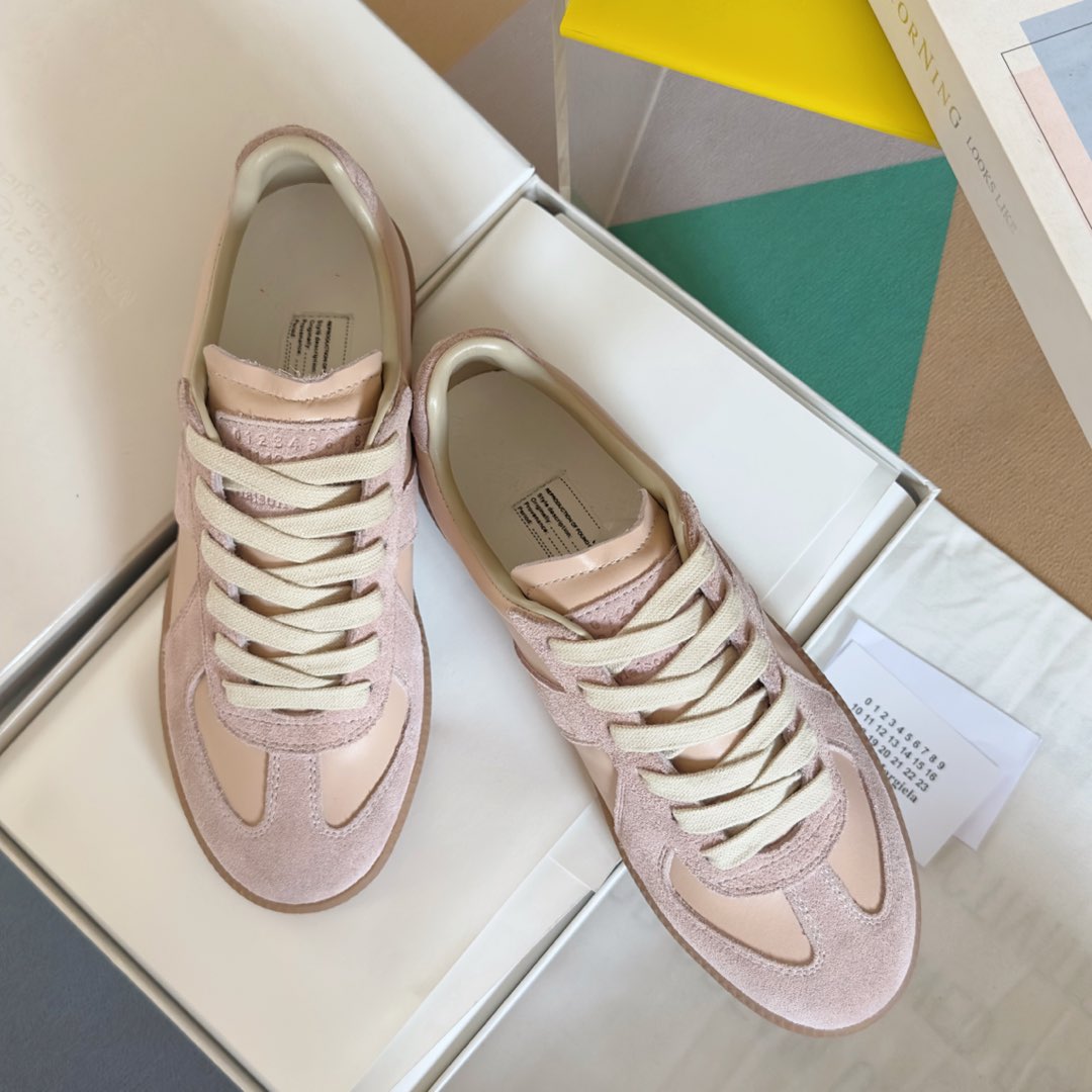 Maison Margiela MM6 Pastel Pink Leather & Suede Sneakers, Unisex Style 2 i1735641153276 3534 0 0