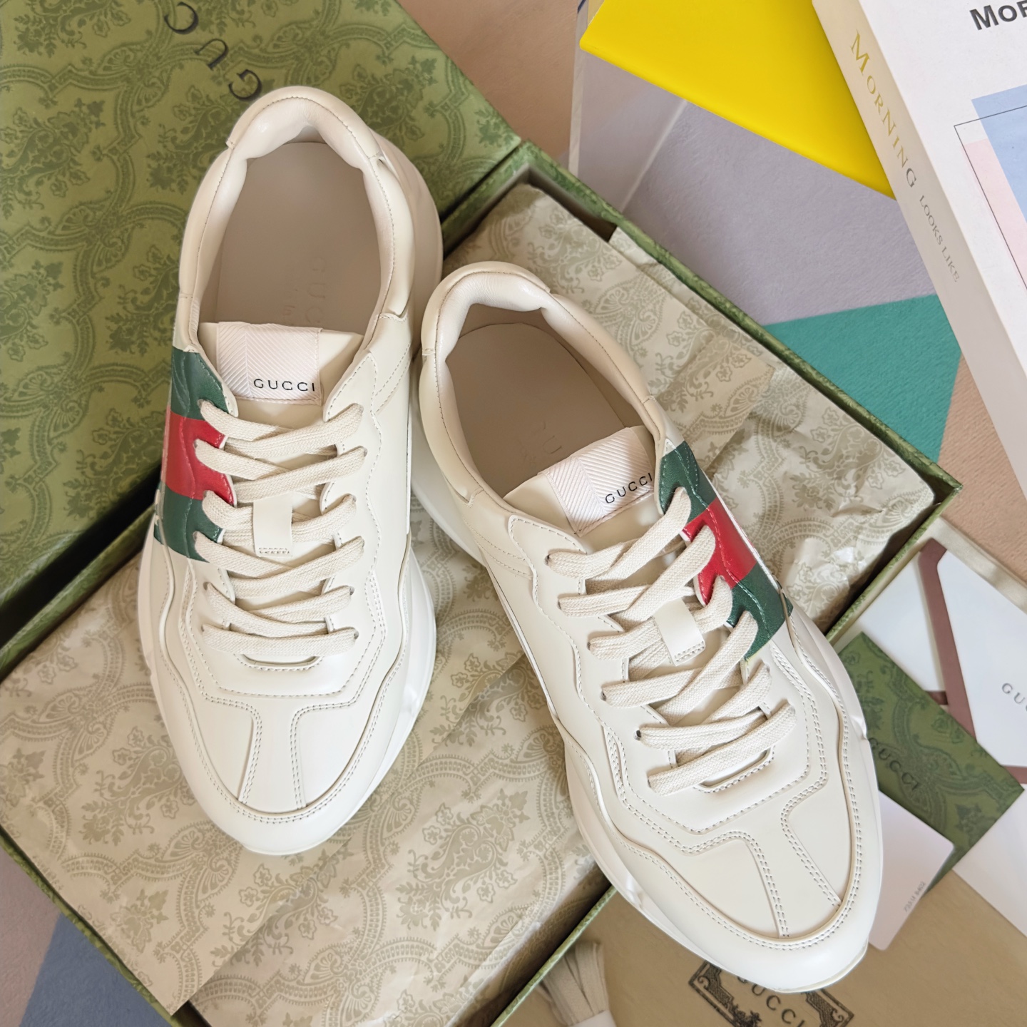 Gucci Shoes Sneakers White Unisex Women Men Cowhide TPU Casual