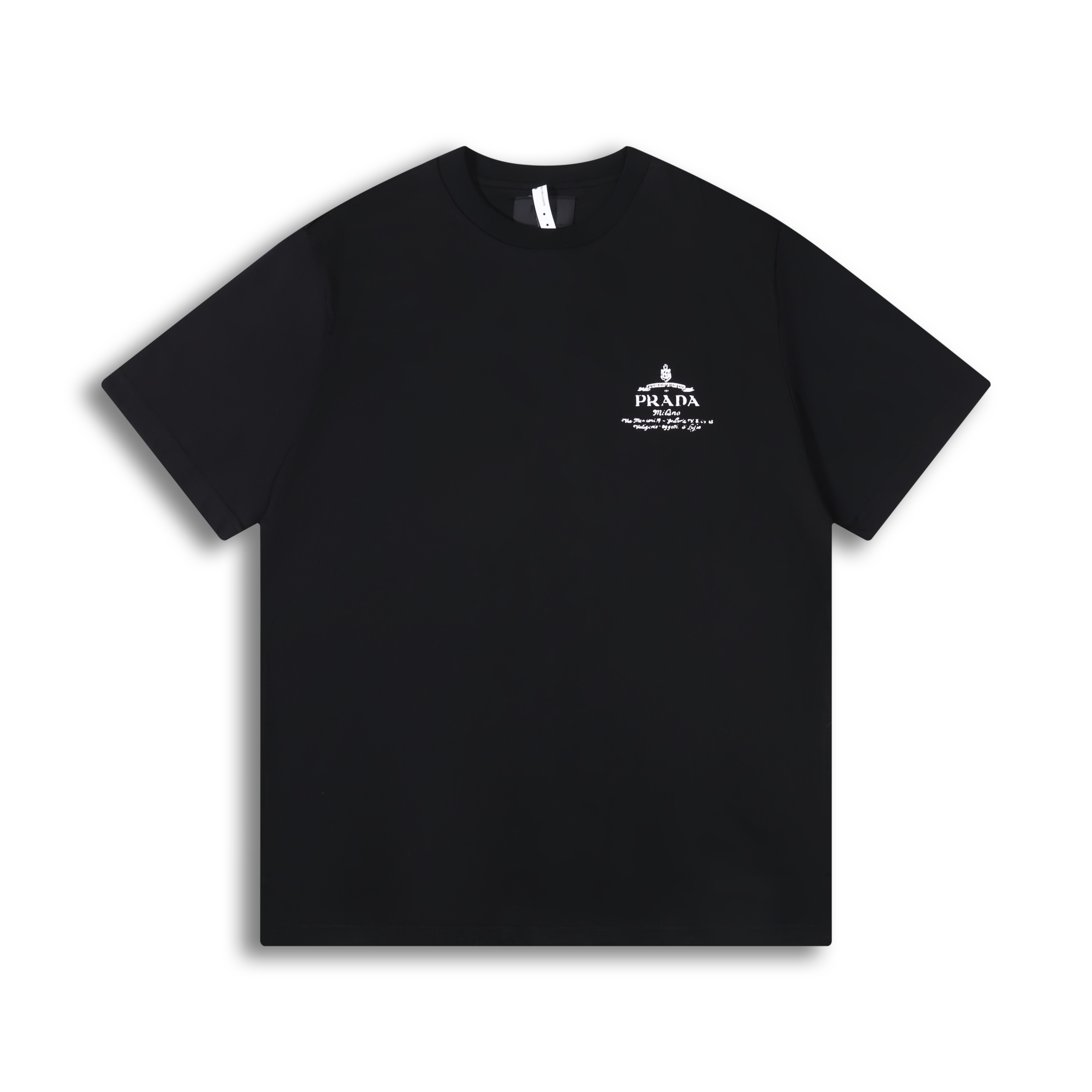 Versión correcta de la nueva camiseta básica de cuello redondo y manga corta de PRAD de alta calidad. Descripción del p…