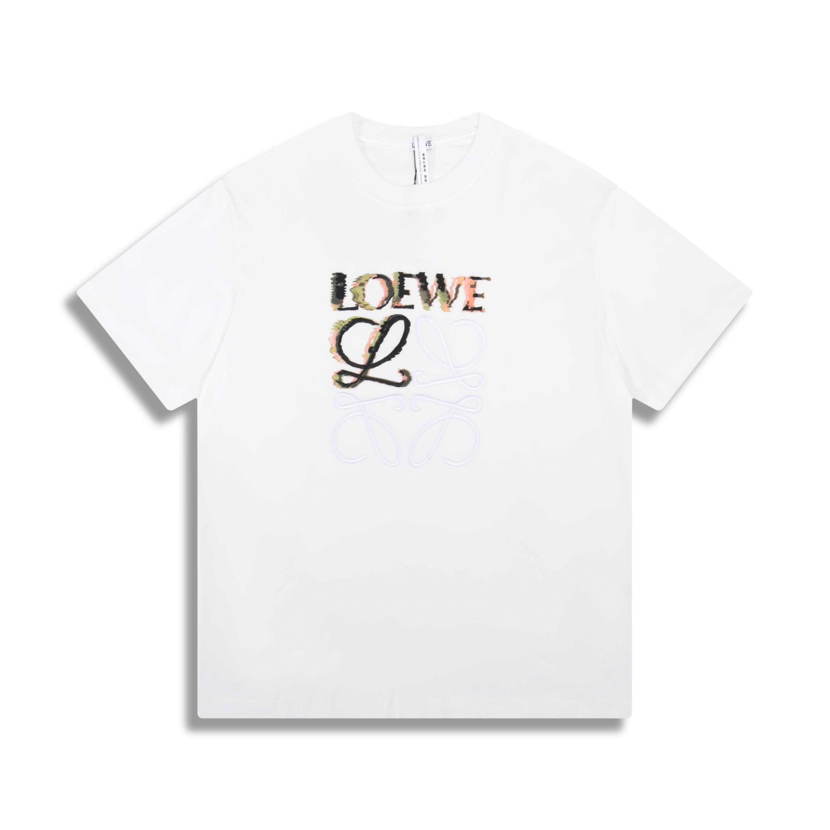 🅿️95 Versión correcta de alta calidad. Camiseta de manga corta con bordado de colores cambiantes Anagram de LOEWE, nue…
