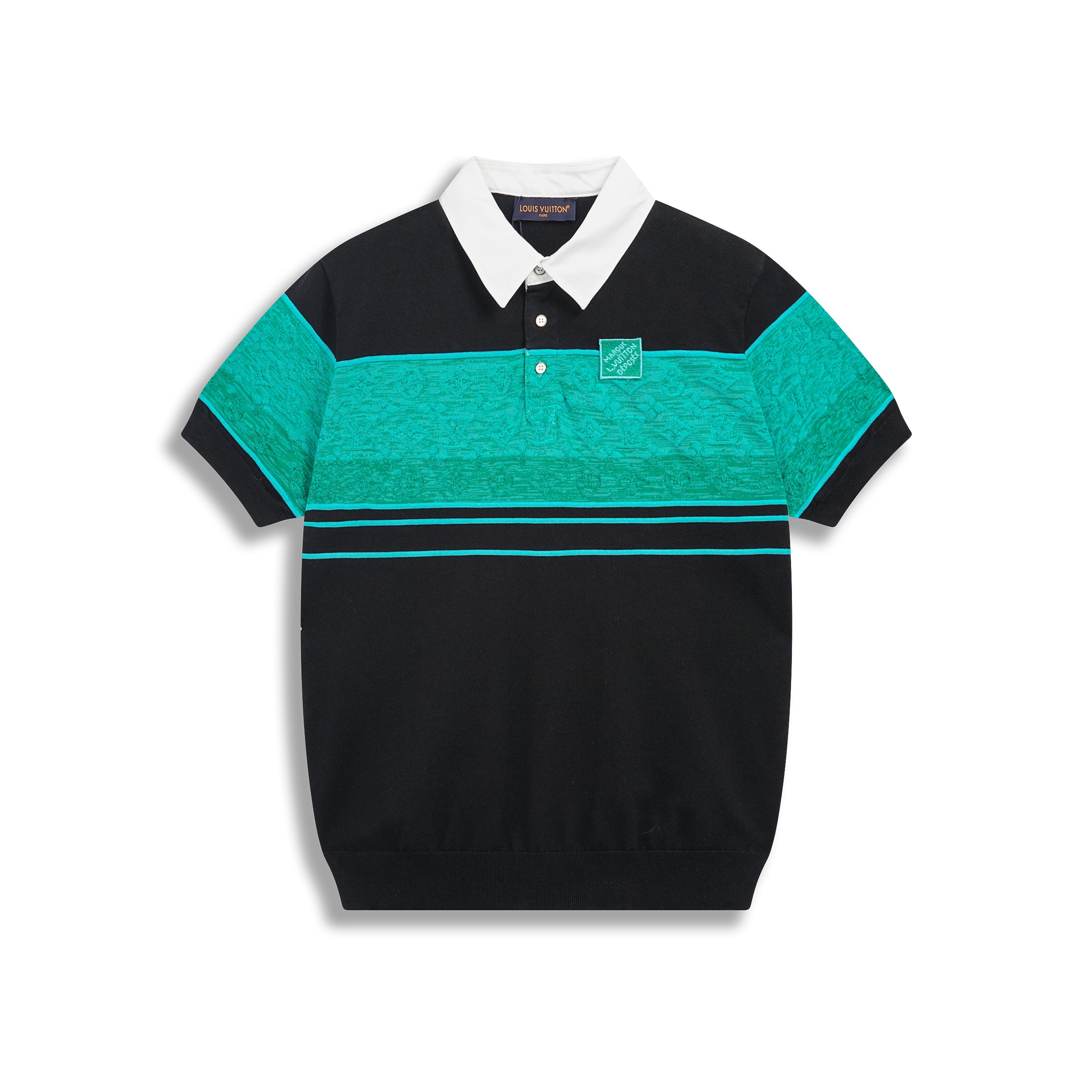P115 1V/2025ss nuevo polo de manga corta en jacquard degradado. Este polo está confeccionado en suave algodón tejido pa…