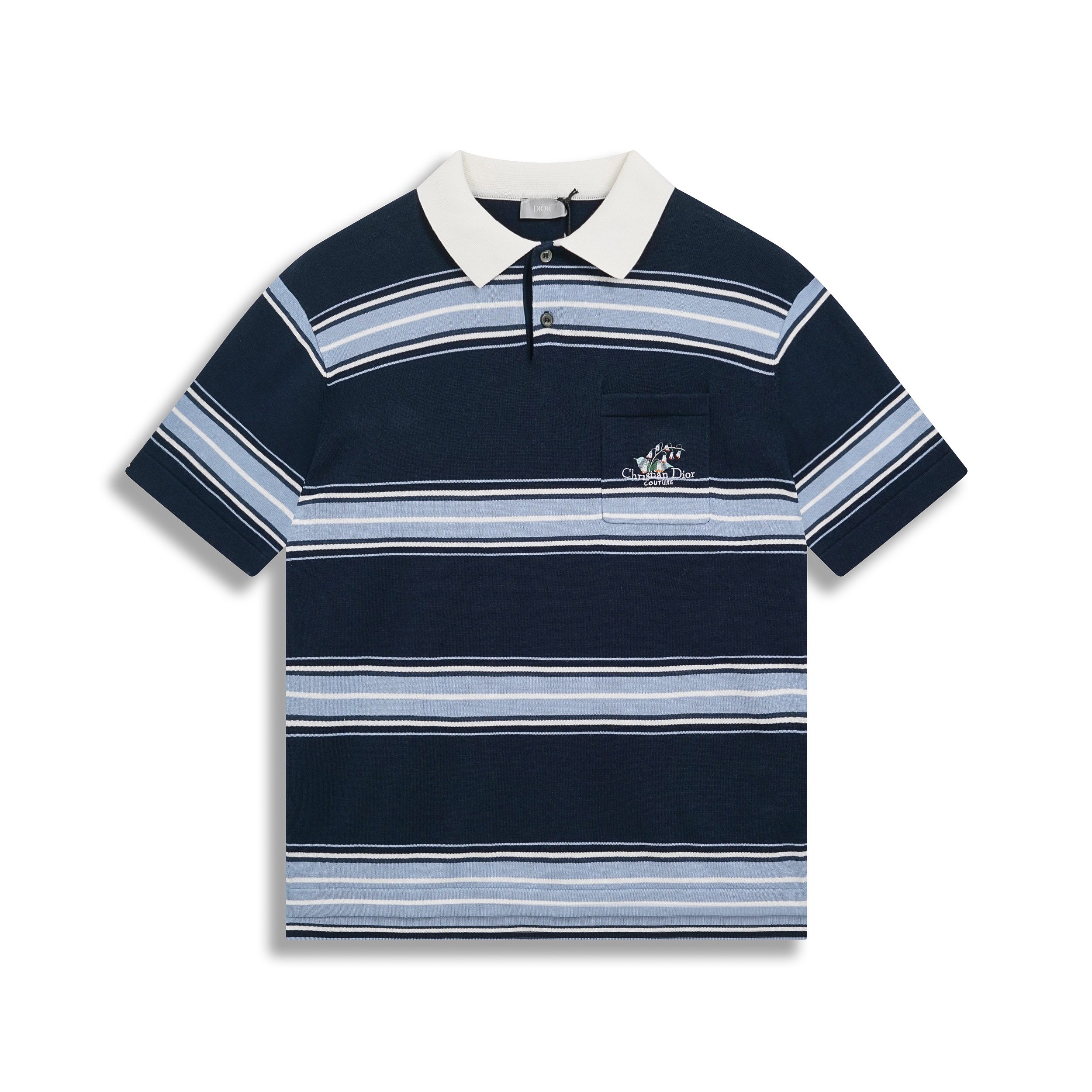 Versión correcta de P110 Dio* 2025ss de alta calidad, nueva camisa POLO de manga corta de punto a rayas con solapa de l…