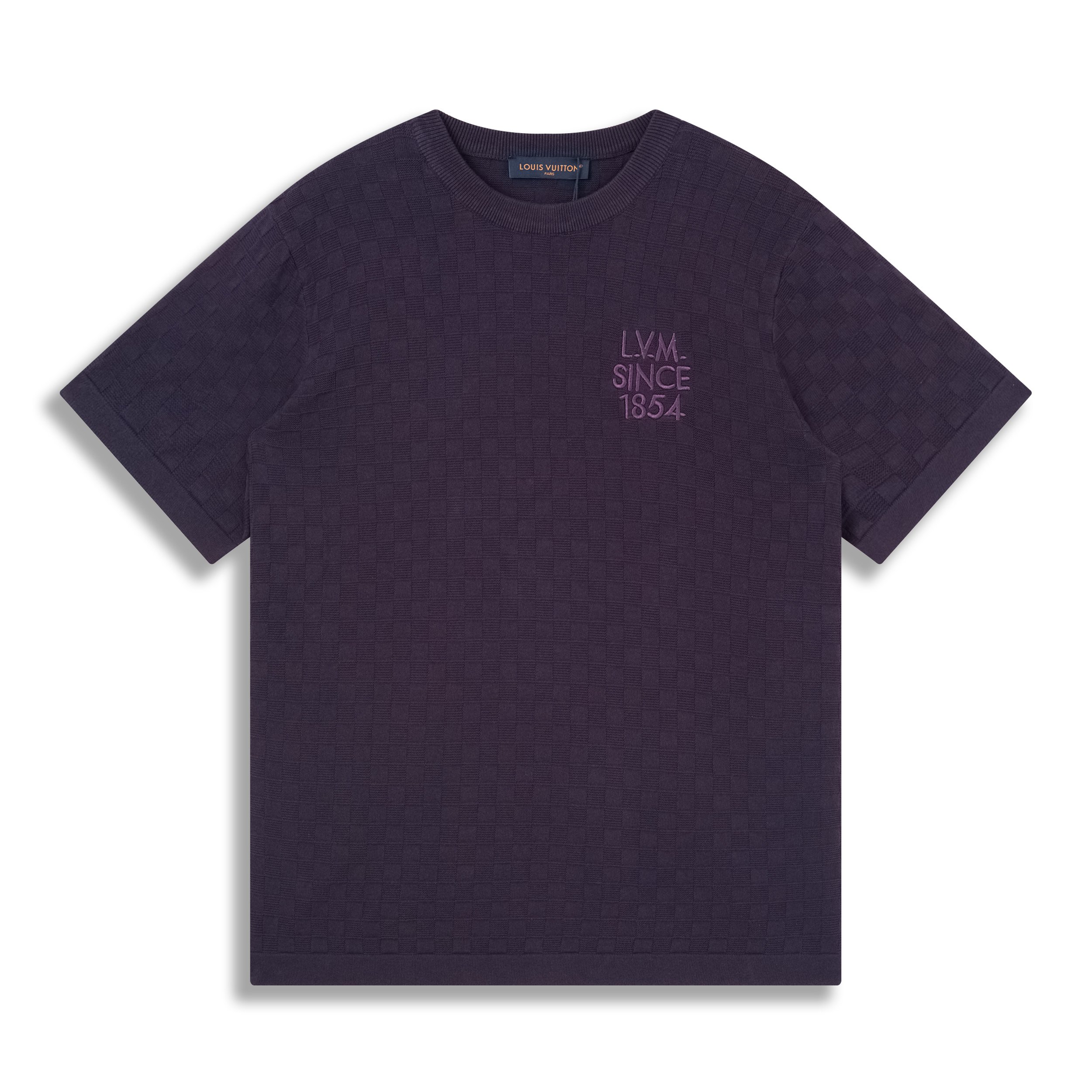 P90 1V/2026 nueva temporada primavera-verano camiseta de manga corta de punto con bordado jacquard de tablero de ajedre…