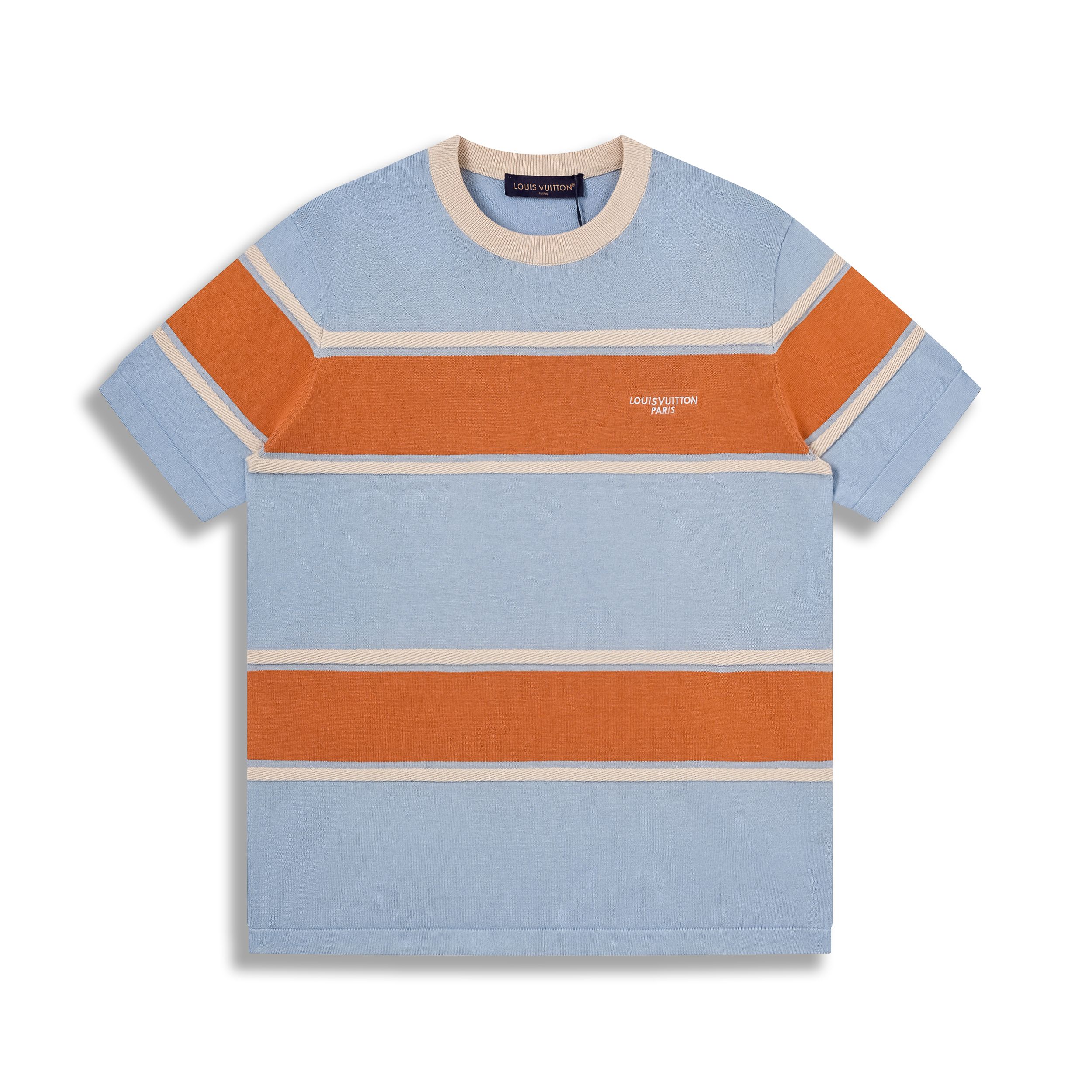 P85 1V/nueva camiseta de punto de rayas con bordado de letras y etiqueta para la colección de verano 2026ss. Esta camis…