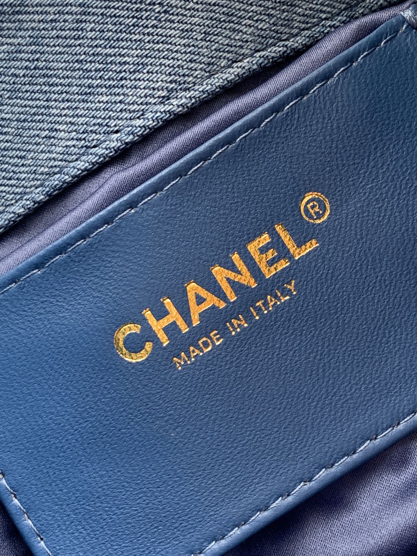 Chanel Denim Quilted Drawstring Tote Bag