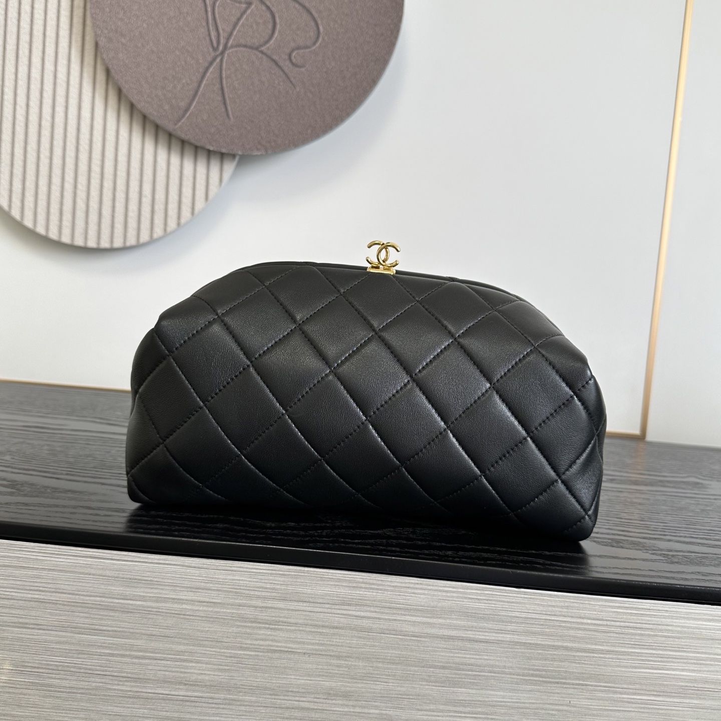 Chanel Quilted Leather Clutch With CC Kiss Lock