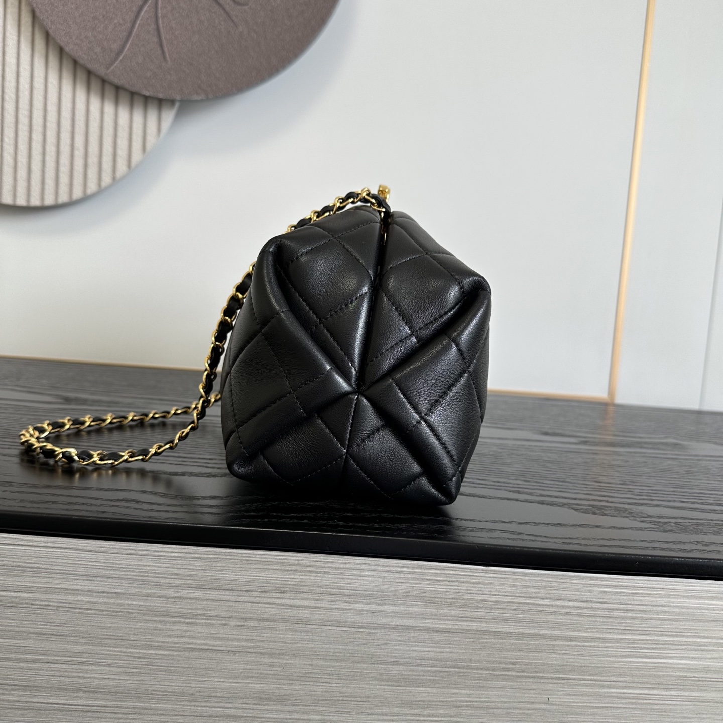 Chanel Quilted Leather Clutch With CC Kiss Lock