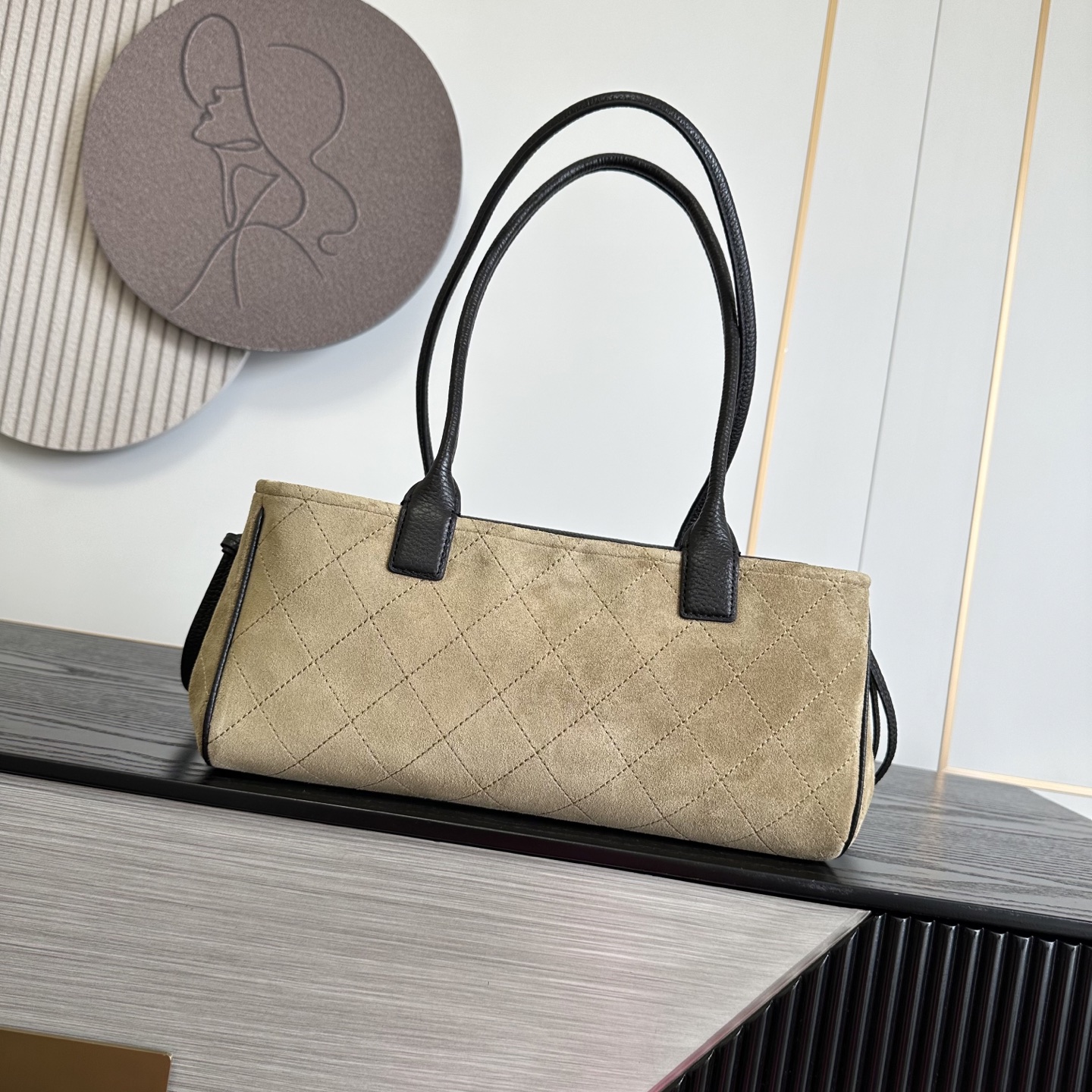 Chanel Suede & Leather Mix Long Shoulder Flap Bag