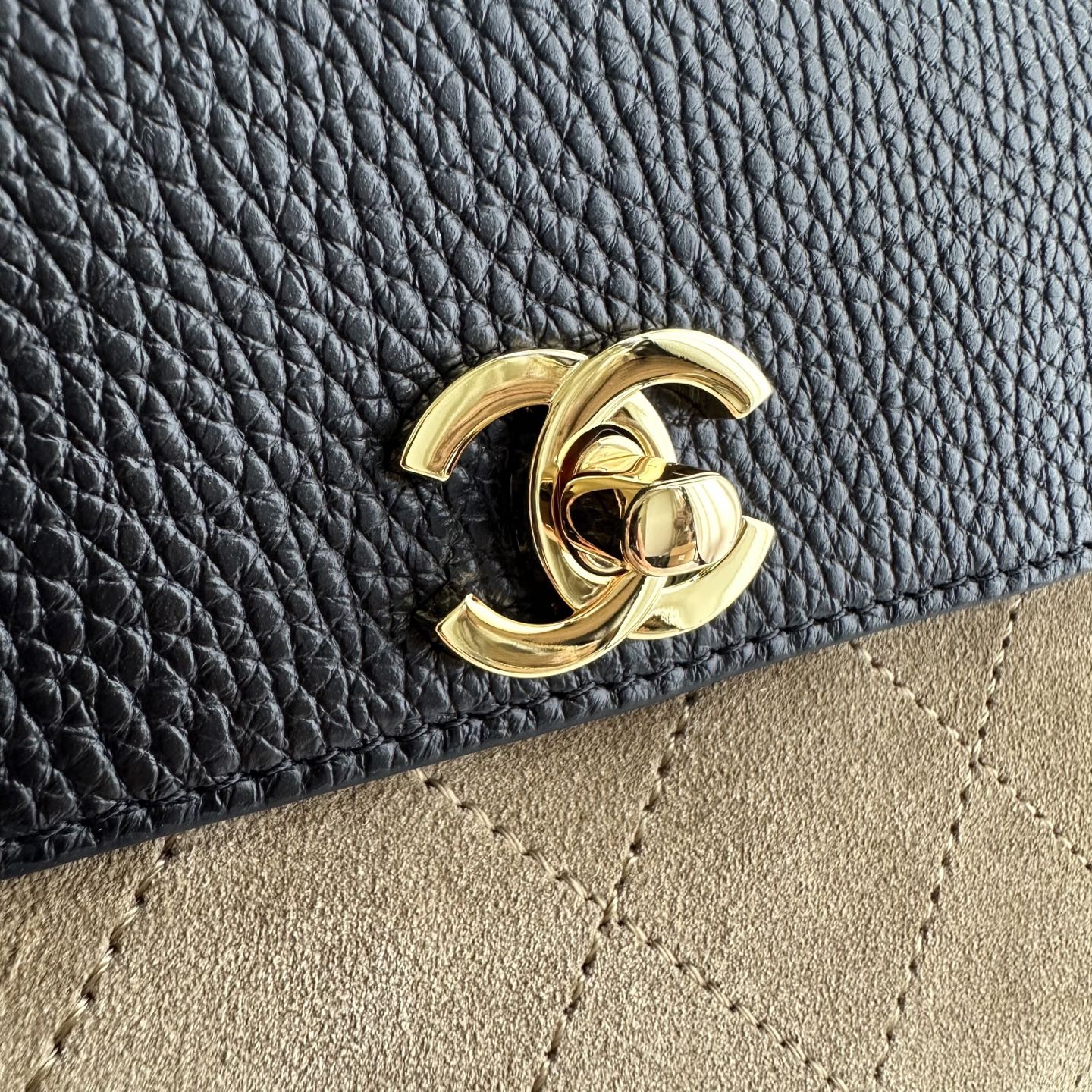Chanel Suede & Leather Mix Long Shoulder Flap Bag