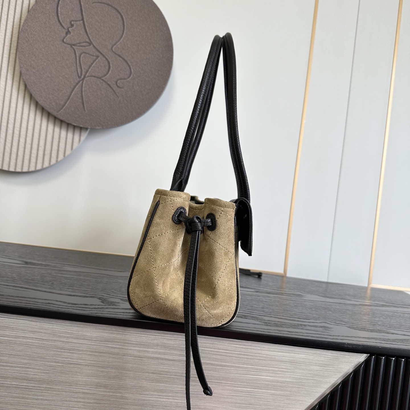 Chanel Suede & Leather Mix Long Shoulder Flap Bag