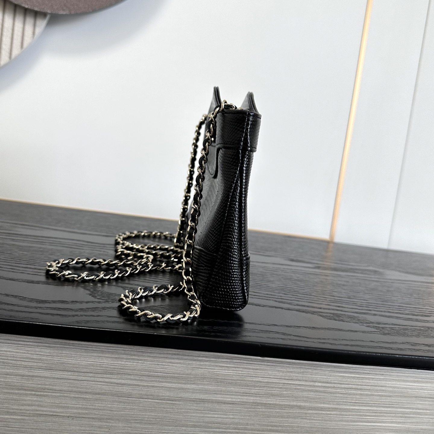 Chanel Lizard Embossed Cut Out Handle Mini Tote Ba