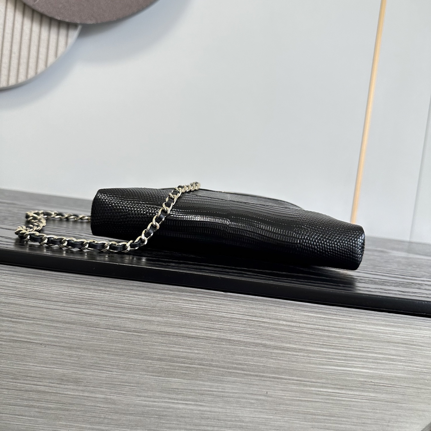 Chanel Lizard Embossed Cut Out Handle Mini Tote Ba