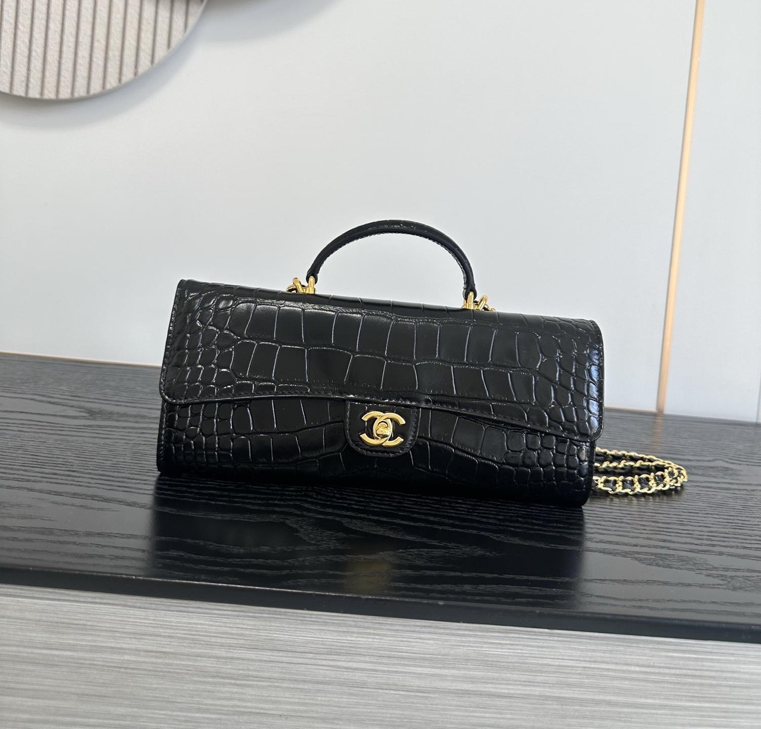 Chanel Black Embossed Flap Handbag