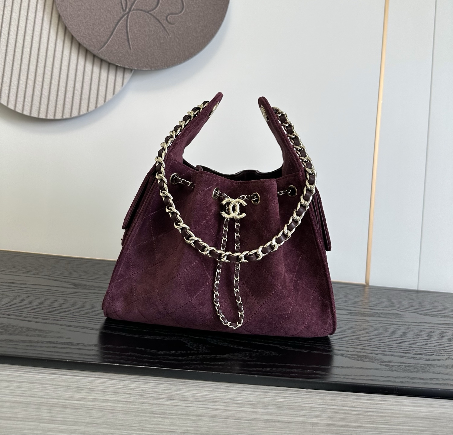 Chanel Purple Chain Bucket Bag