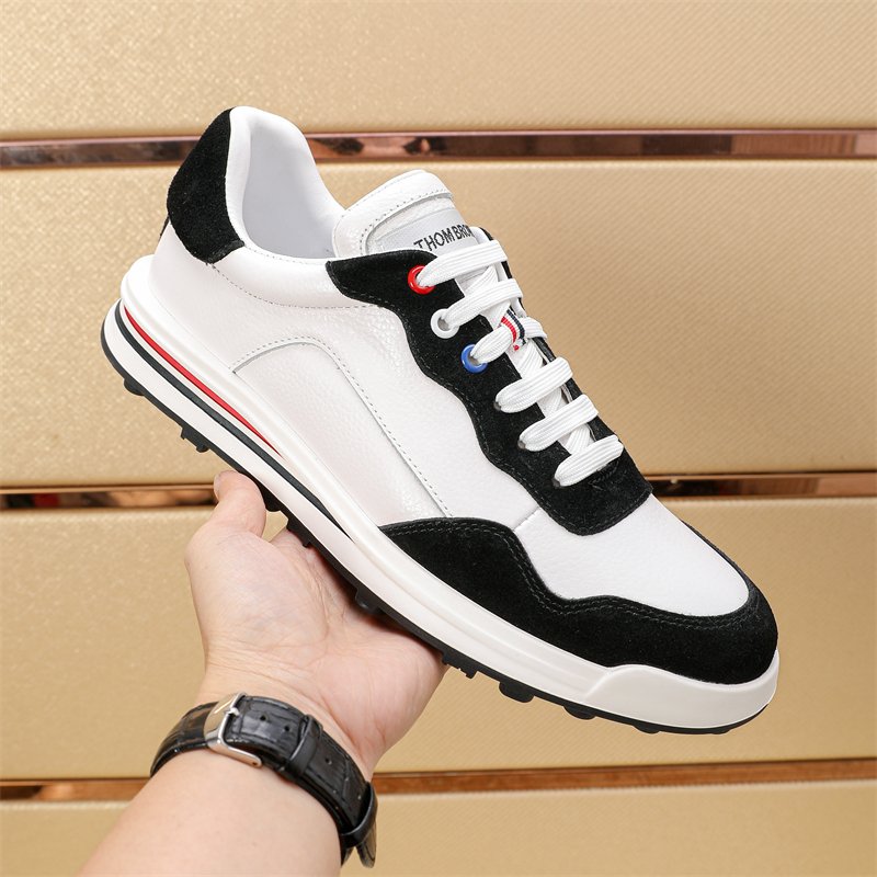 Thom Browne Men's Leather Low-Top Sneakers with Signature Stripe Detail 2 i1742194492761 5106 0 2