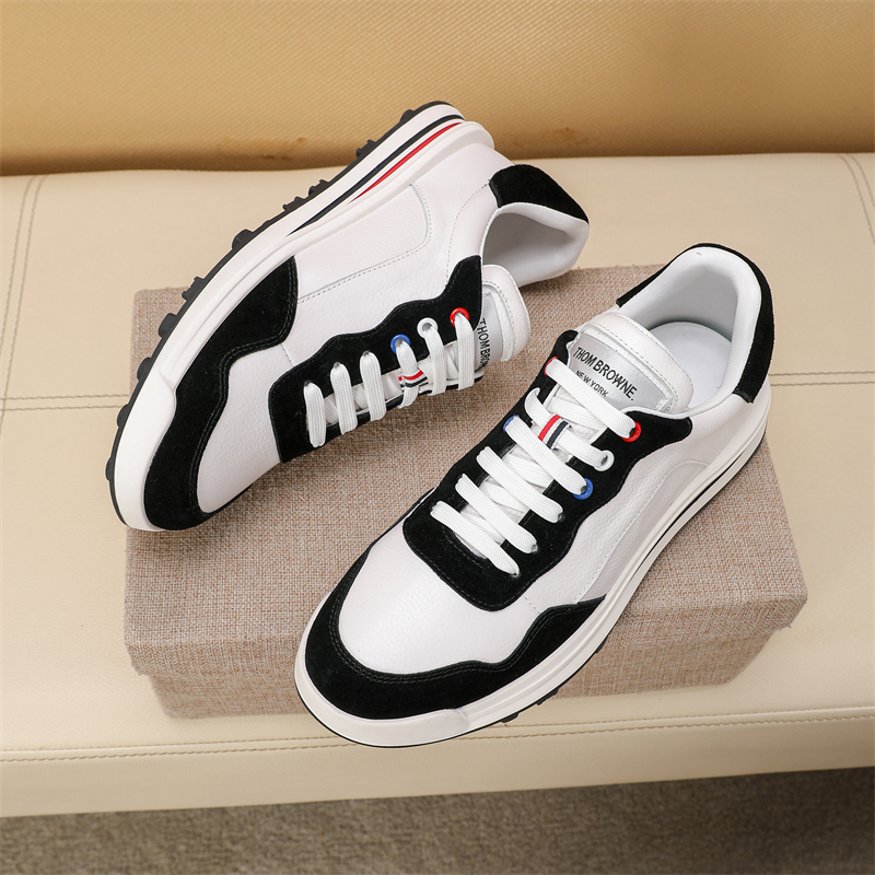 Thom Browne Men's Leather Low-Top Sneakers with Signature Stripe Detail 8 i1742194492762 7222 0 7